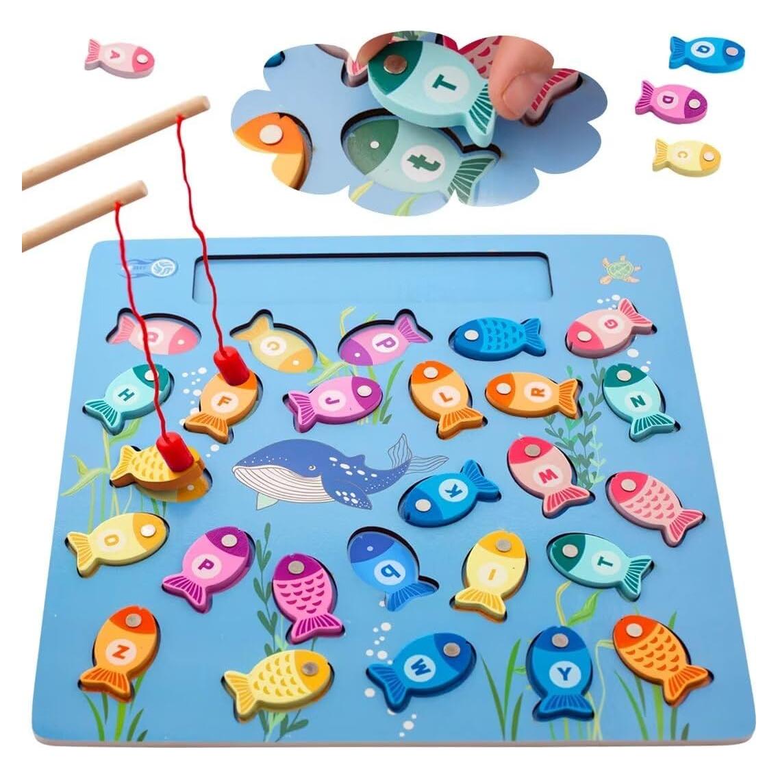 Juego de Pesca Magnético de Madera CleCoCenCir para Alfabeto