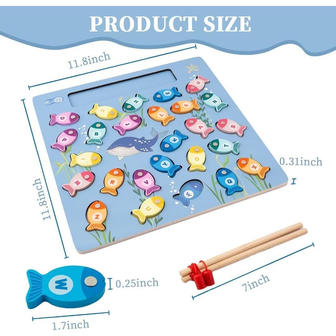 Juego de Pesca Magnético de Madera CleCoCenCir para Alfabeto