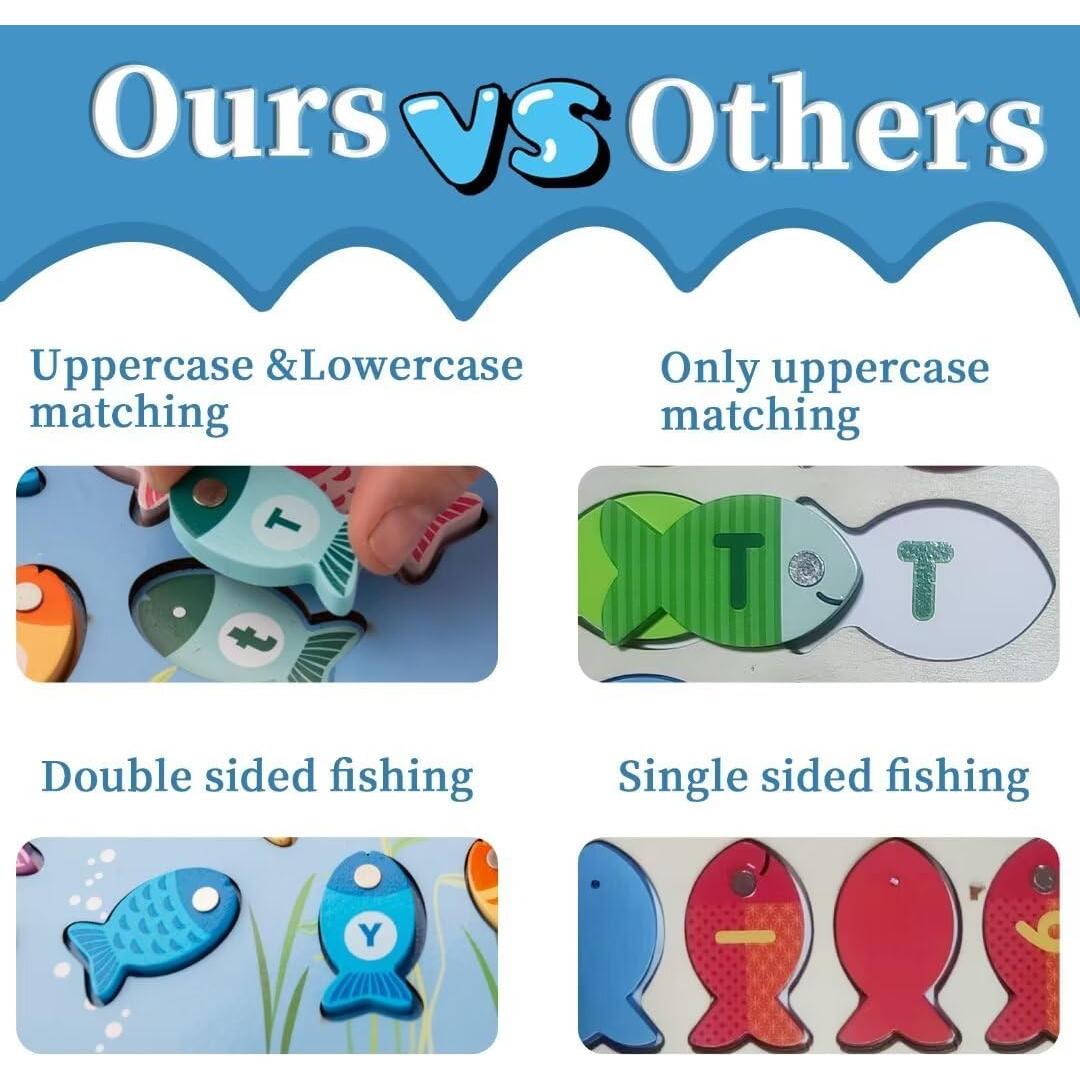 Juego de Pesca Magnético de Madera CleCoCenCir para Alfabeto