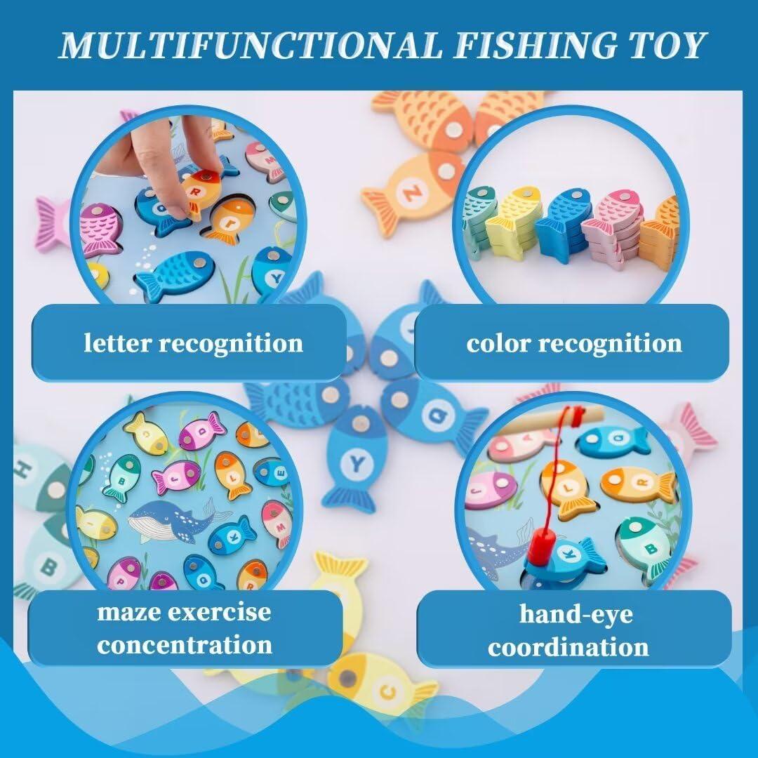 Juego de Pesca Magnético de Madera CleCoCenCir para Alfabeto