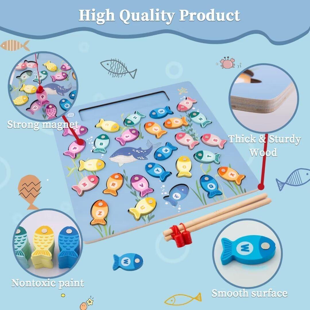 Juego de Pesca Magnético de Madera CleCoCenCir para Alfabeto