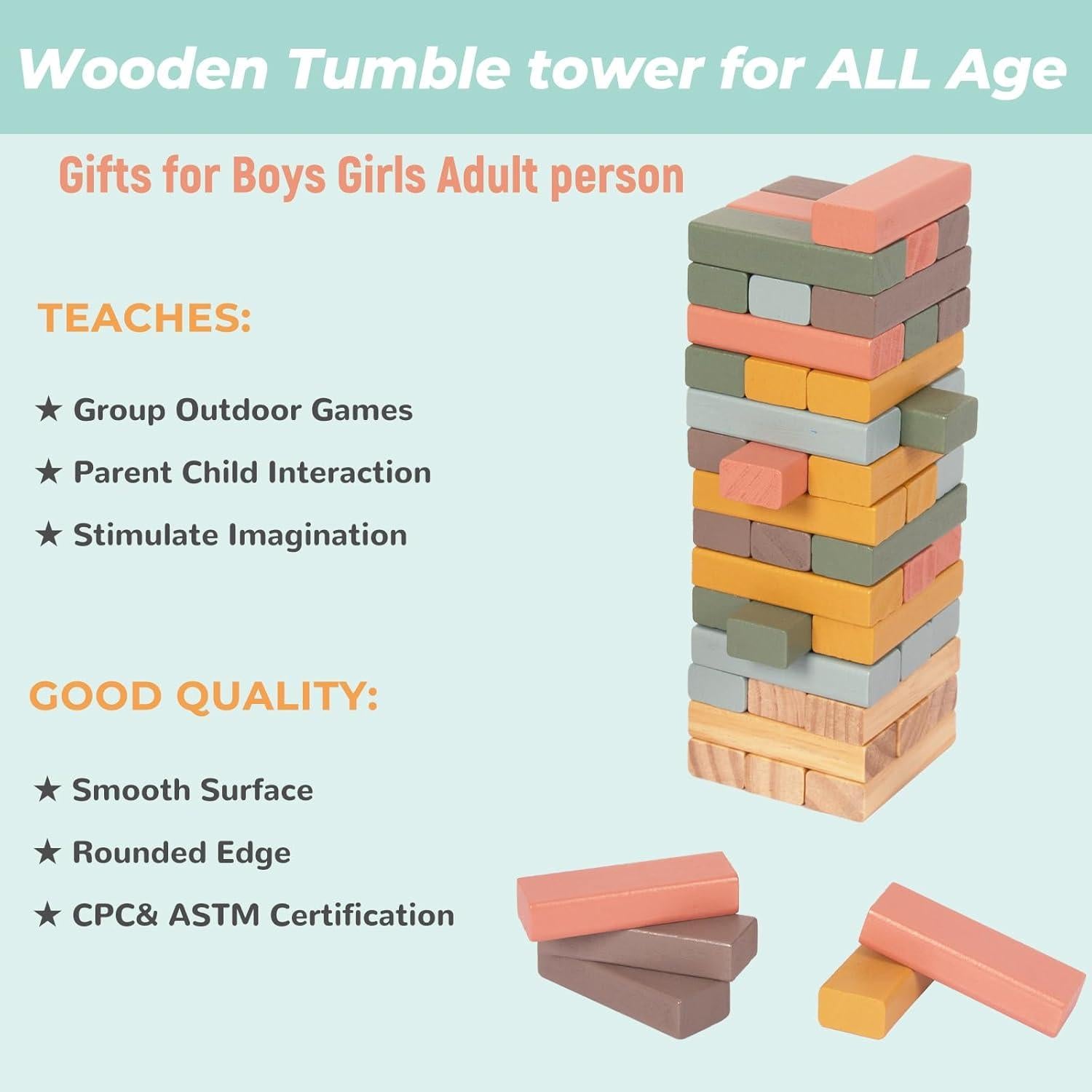 Juego de Bloques Apilables de Madera 48PCS Woodenfun