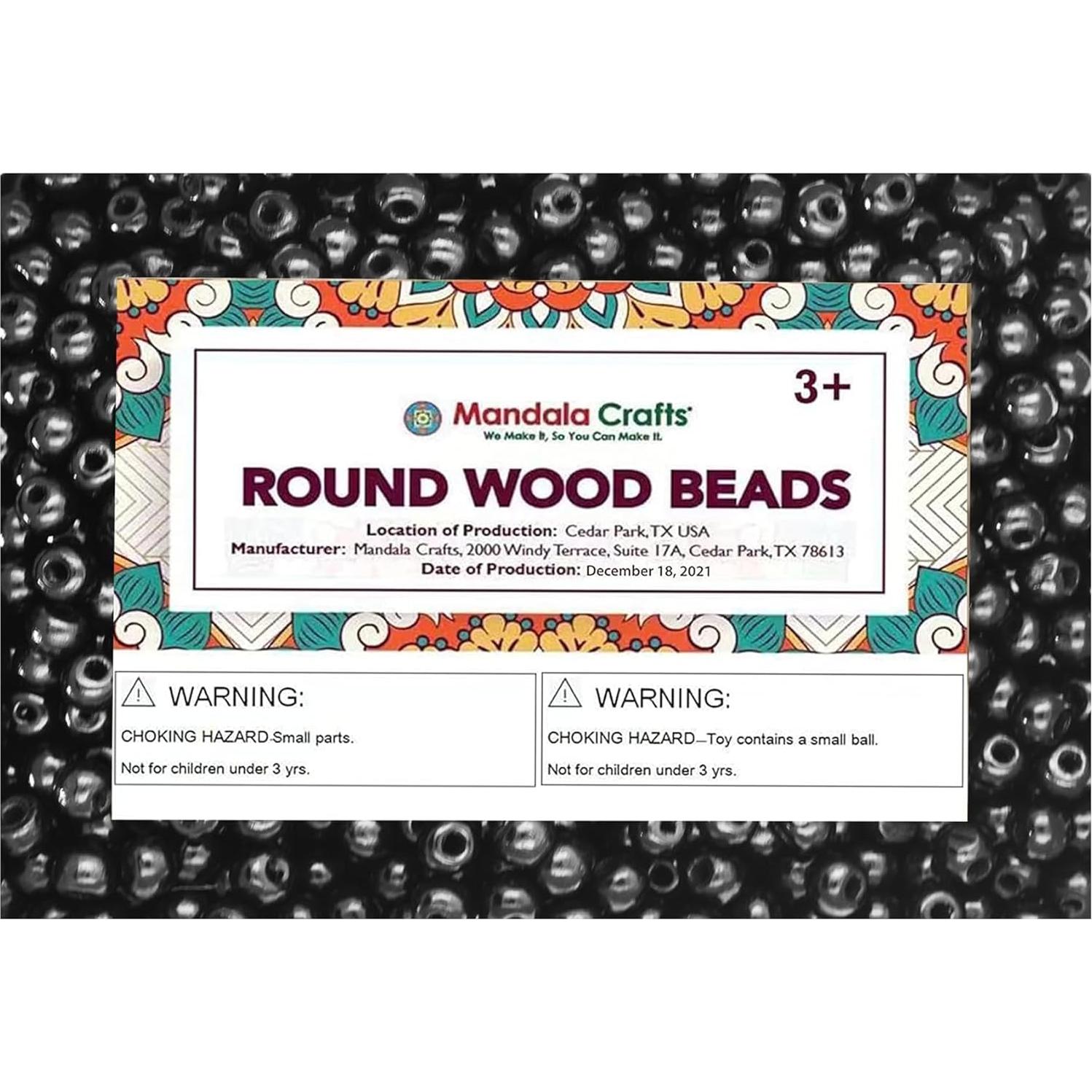 Perlas de Madera Redondas Negras 6mm Mandala Crafts 2000 Piezas