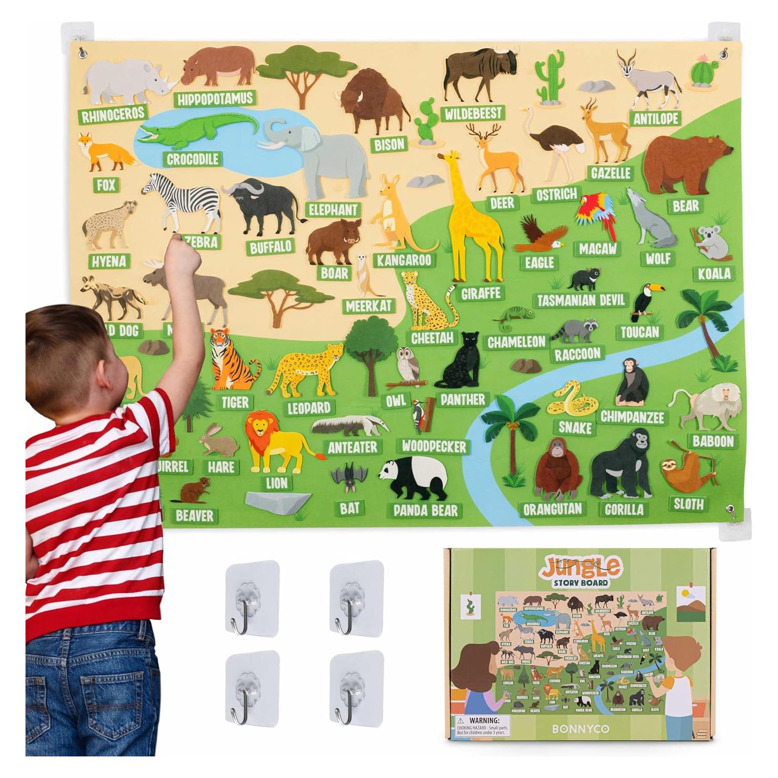 Tablero de Fieltro Montessori Bonnyco 116 Figuras Selva 115x82cm