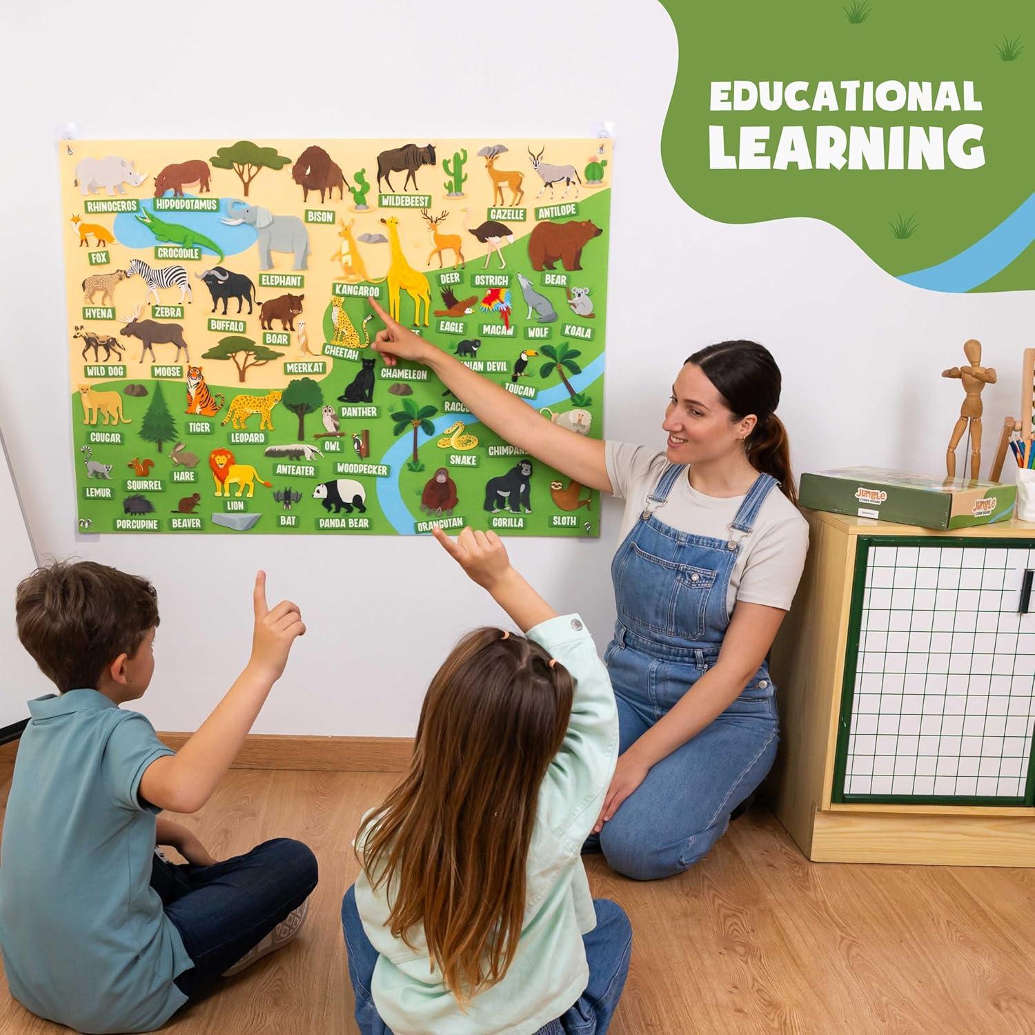 Tablero de Fieltro Montessori Bonnyco 116 Figuras Selva 115x82cm