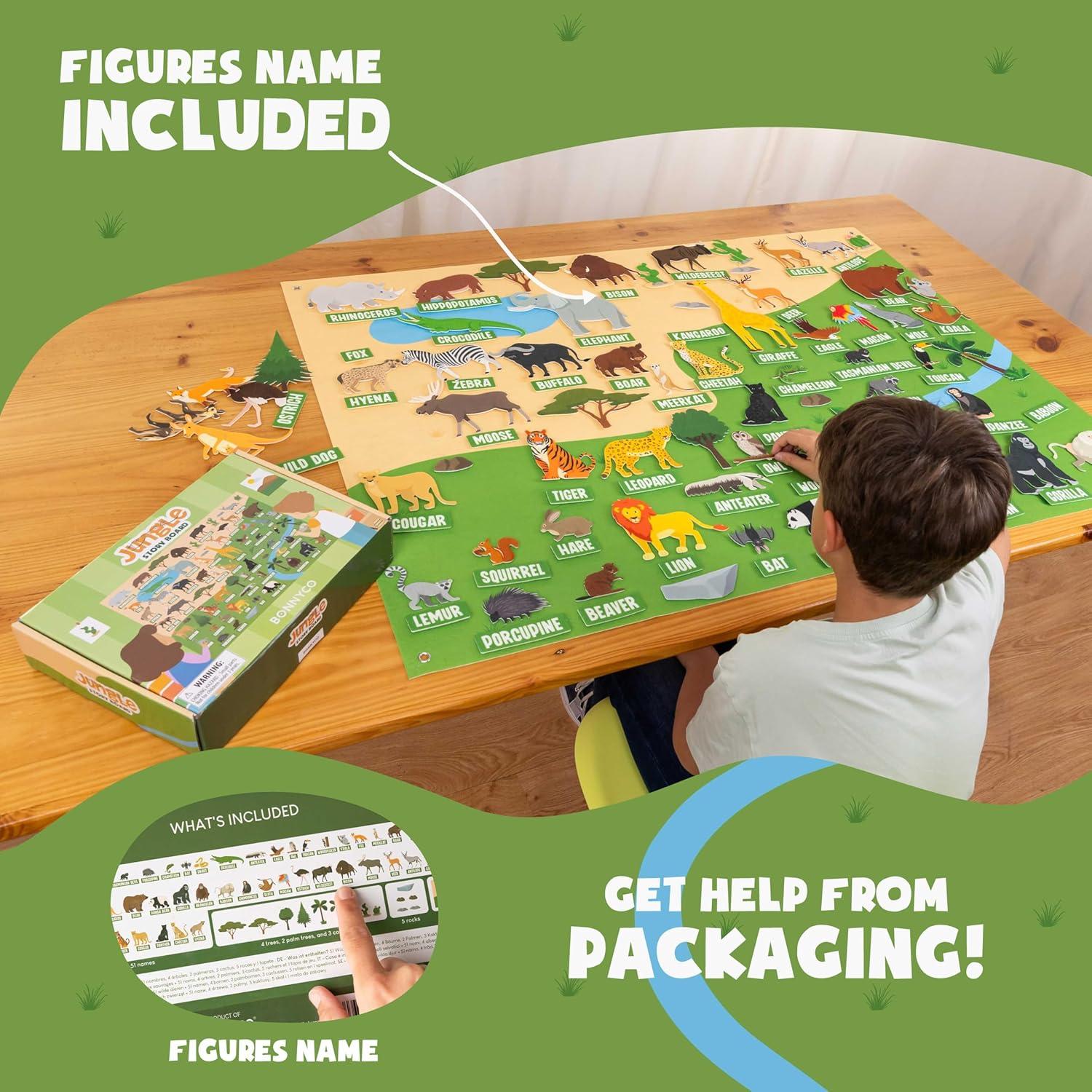 Tablero de Fieltro Montessori Bonnyco 116 Figuras Selva 115x82cm