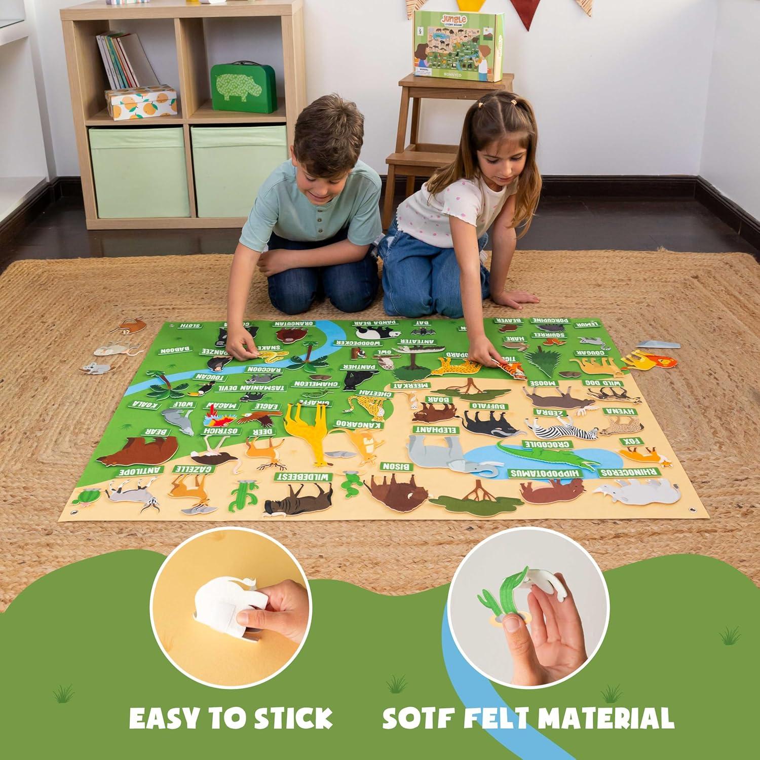 Tablero de Fieltro Montessori Bonnyco 116 Figuras Selva 115x82cm