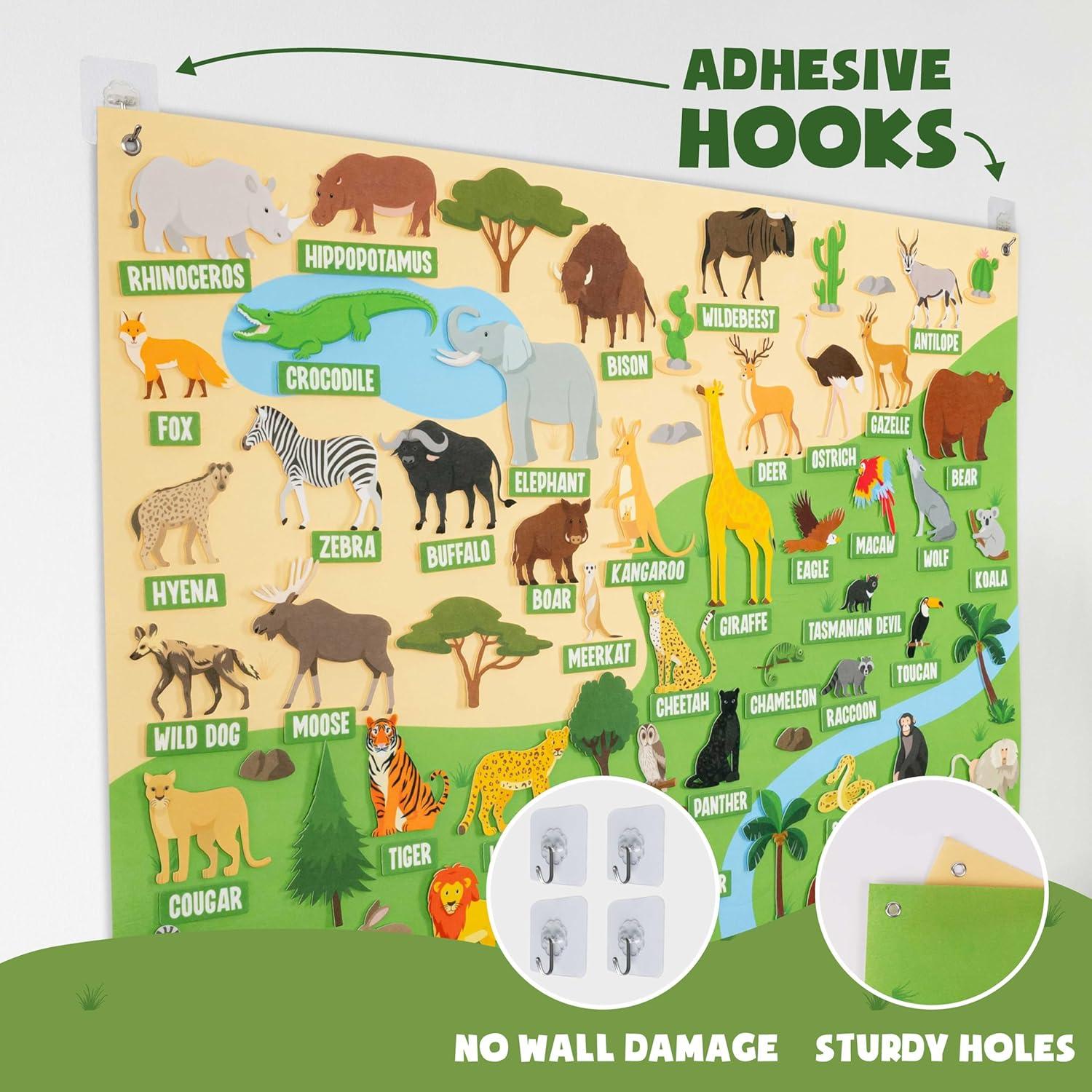 Tablero de Fieltro Montessori Bonnyco 116 Figuras Selva 115x82cm