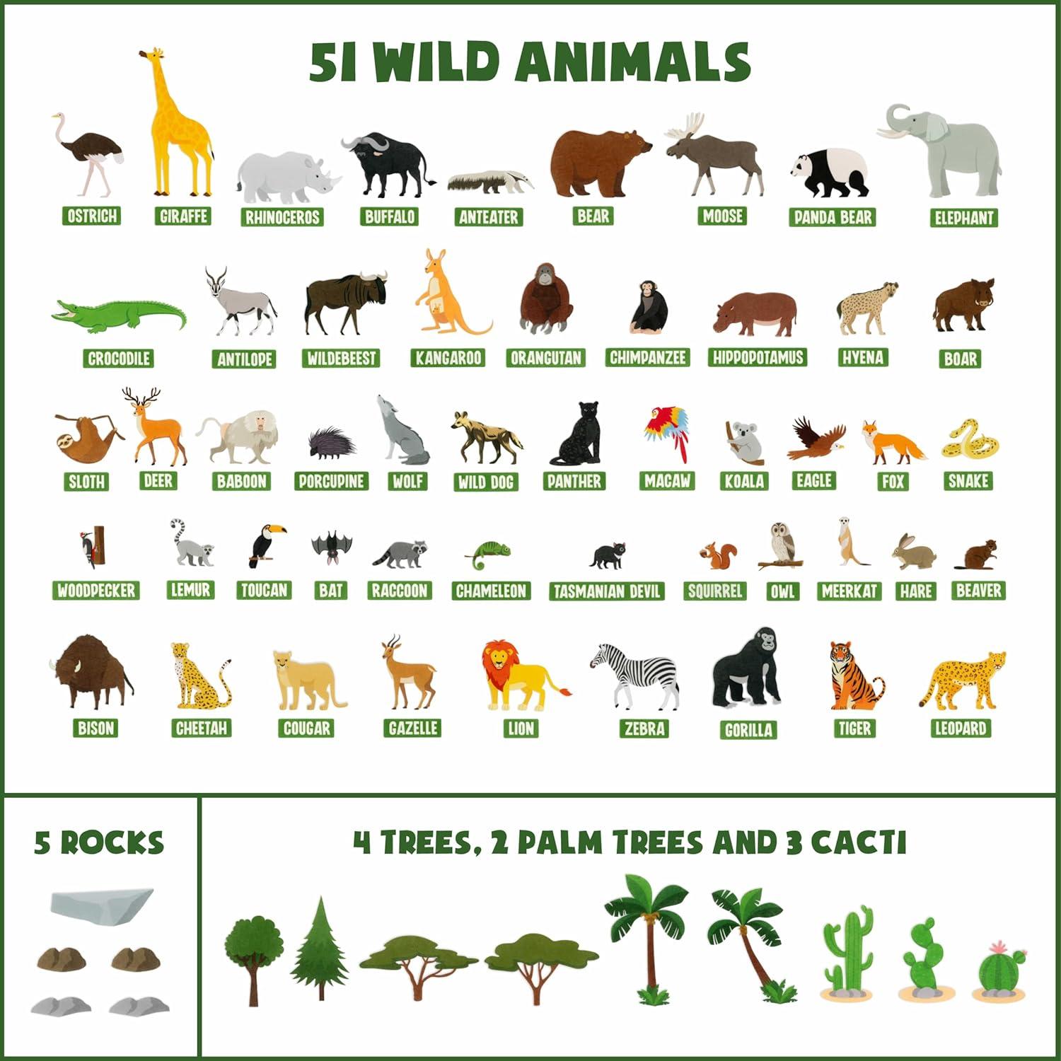 Tablero de Fieltro Montessori Bonnyco 116 Figuras Selva 115x82cm