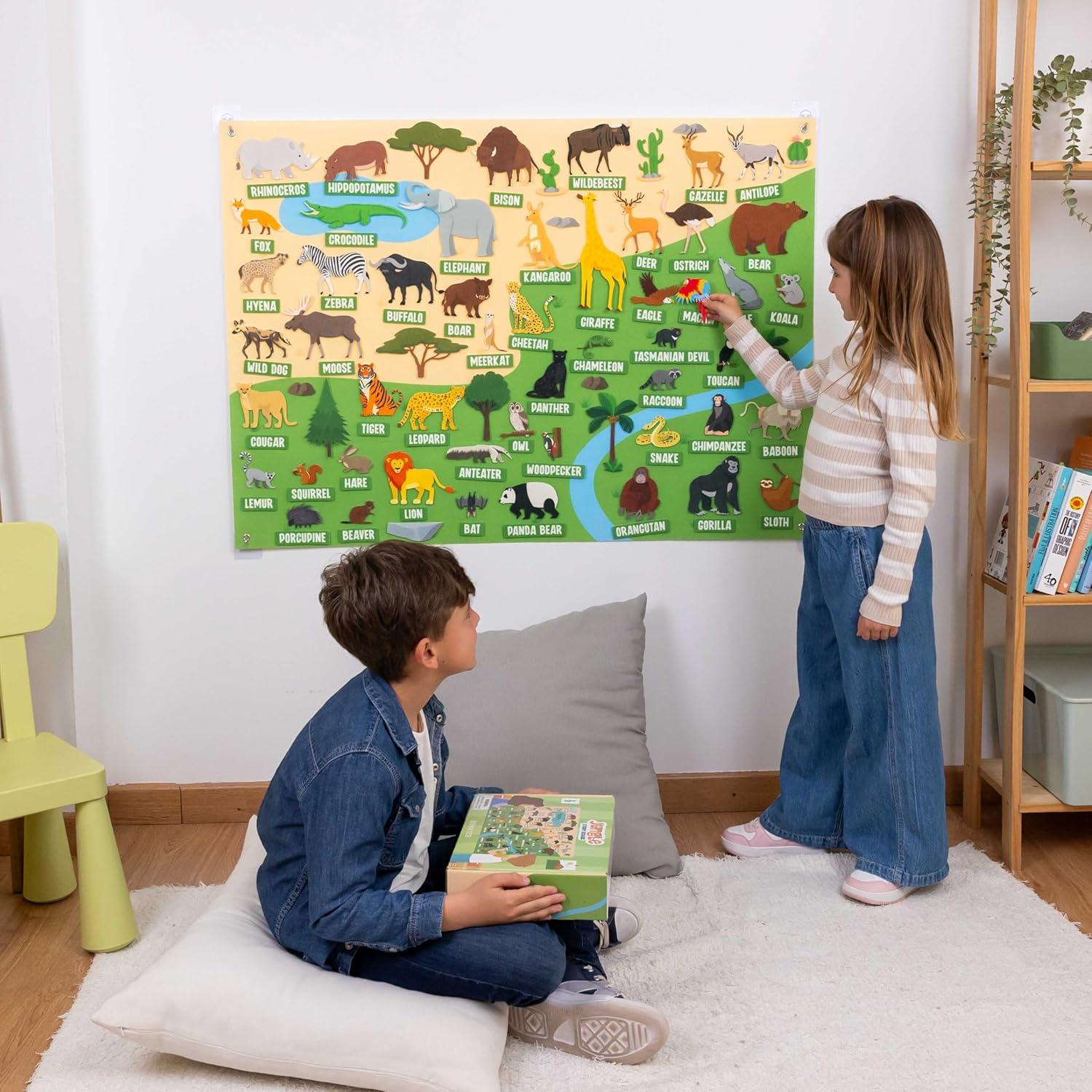 Tablero de Fieltro Montessori Bonnyco 116 Figuras Selva 115x82cm