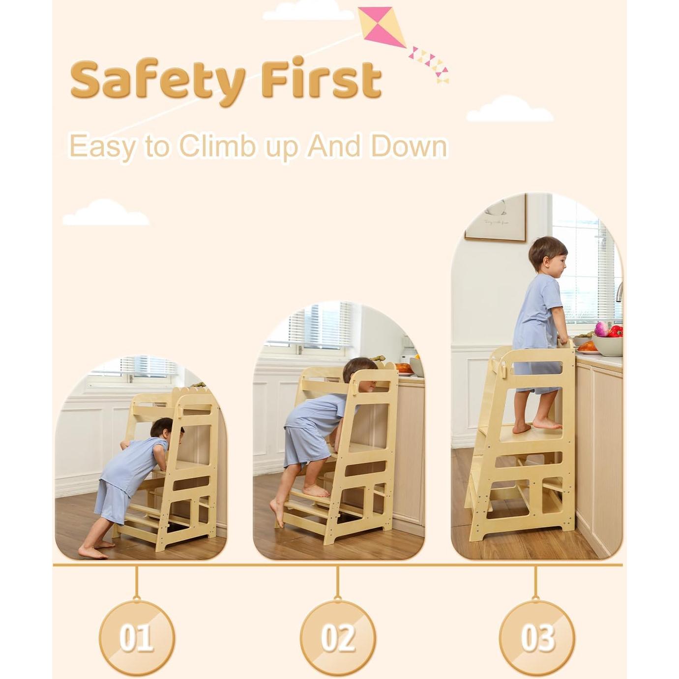 Torre de Madera Montessori Ajustable Lauon para Niños 81.6 kg