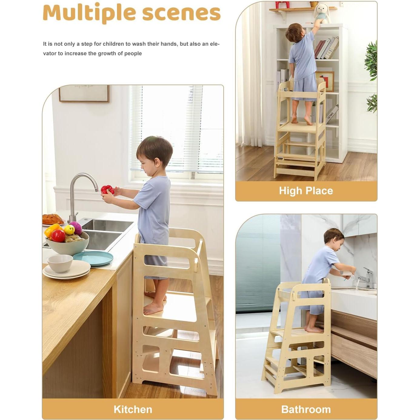 Torre de Madera Montessori Ajustable Lauon para Niños 81.6 kg