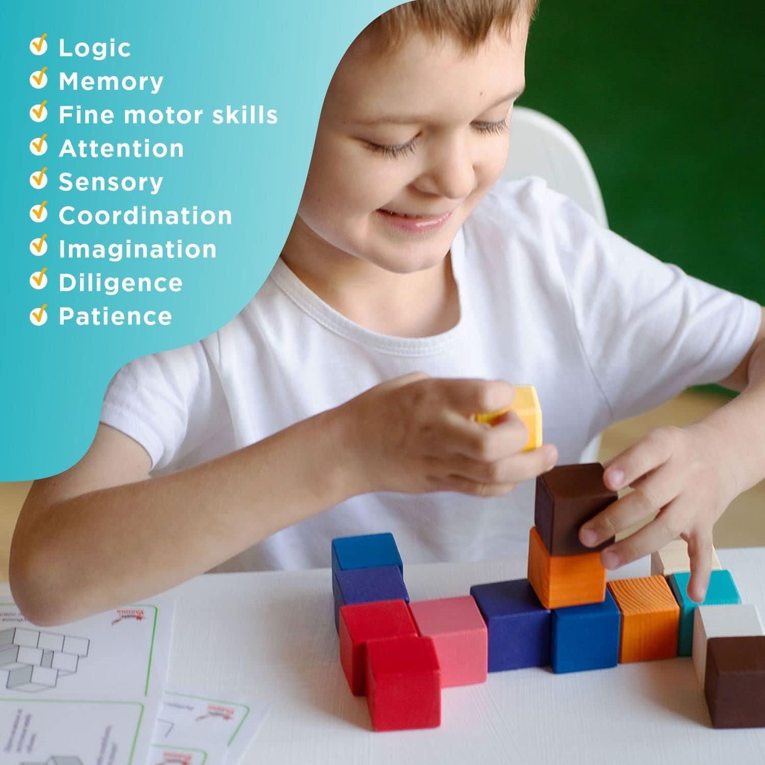 Juguetes Montessori Ulanik - Cubos de Madera 40 pcs 3 cm