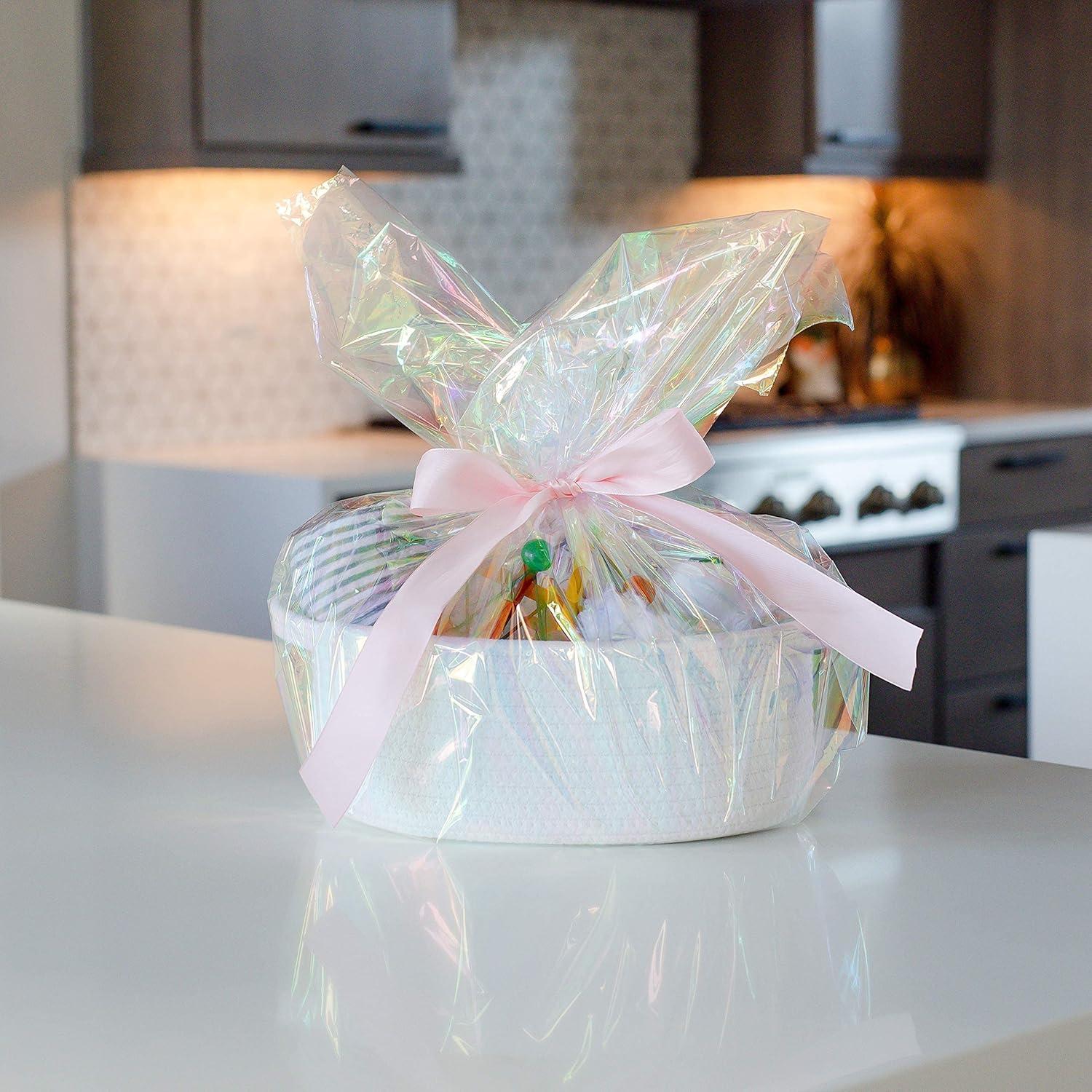 Juego de 3 Cestas de Almacenamiento Ovaladas NaturalCozy - Algodón Blanco Roto