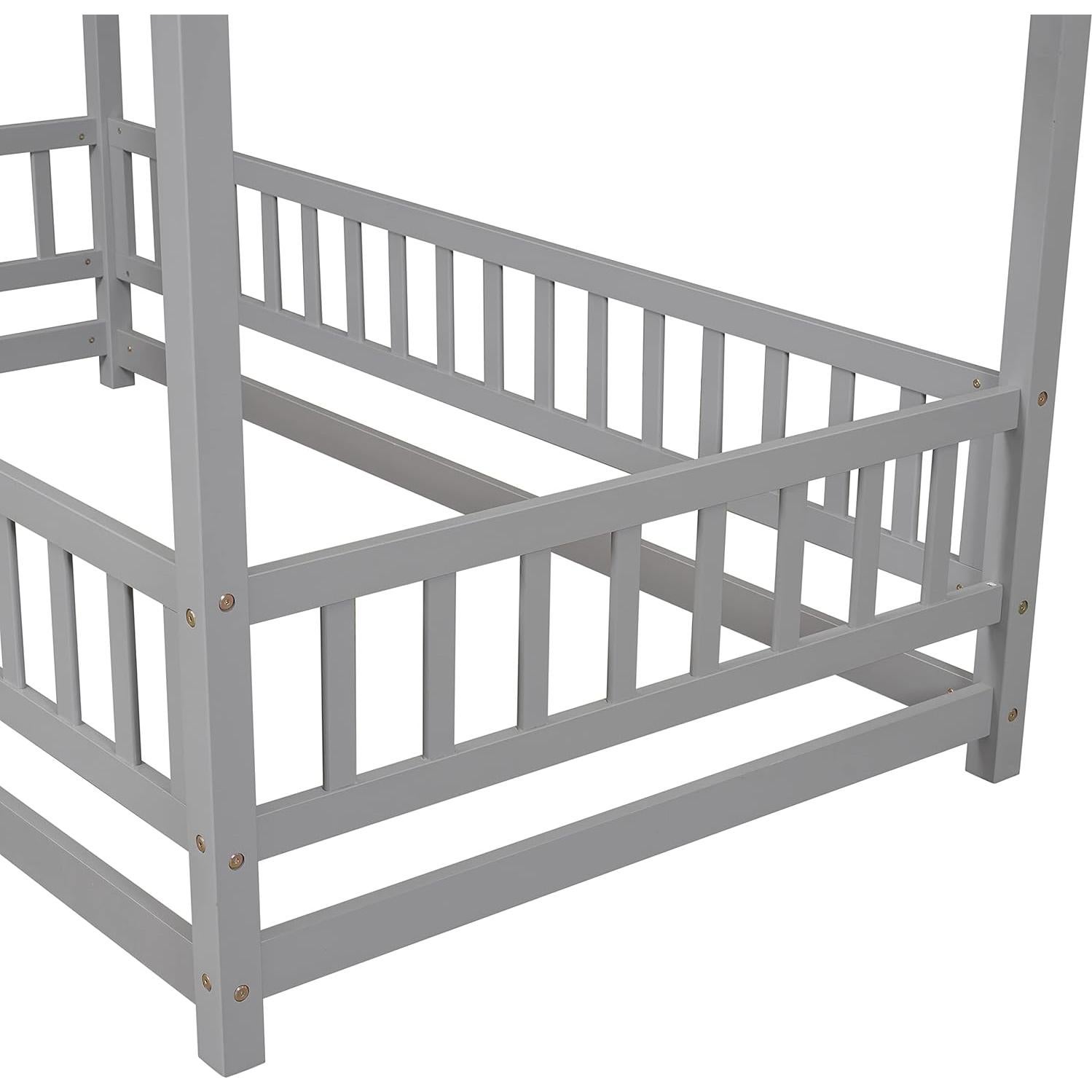 Cama en el Suelo Twin Bellemave Casa de Madera Gris