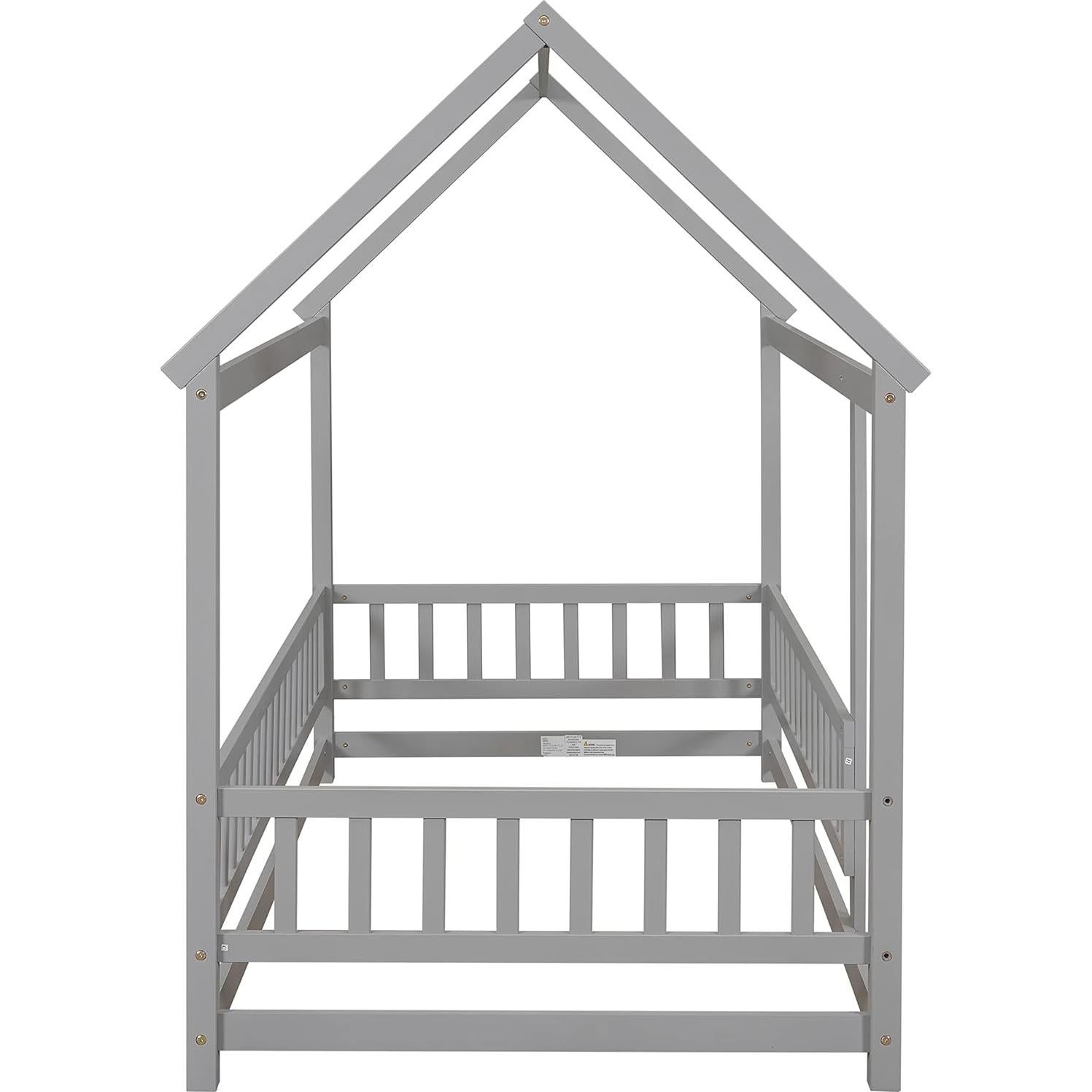 Cama en el Suelo Twin Bellemave Casa de Madera Gris