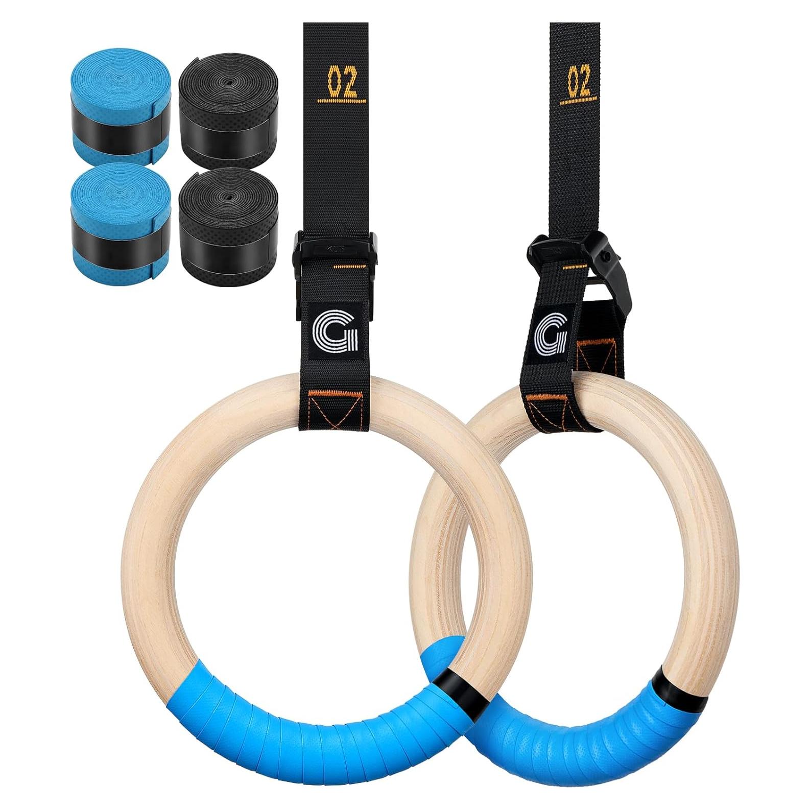 Anillas de Gimnasia Gonex de Madera 3.2 cm con Correas Ajustables