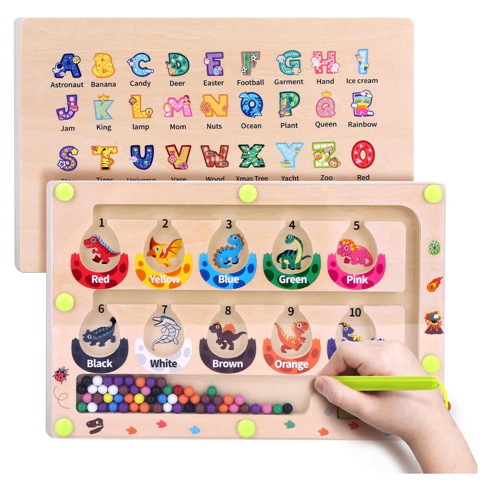 Laberinto Magnético de Colores y Números Montessori - Dinosaurio