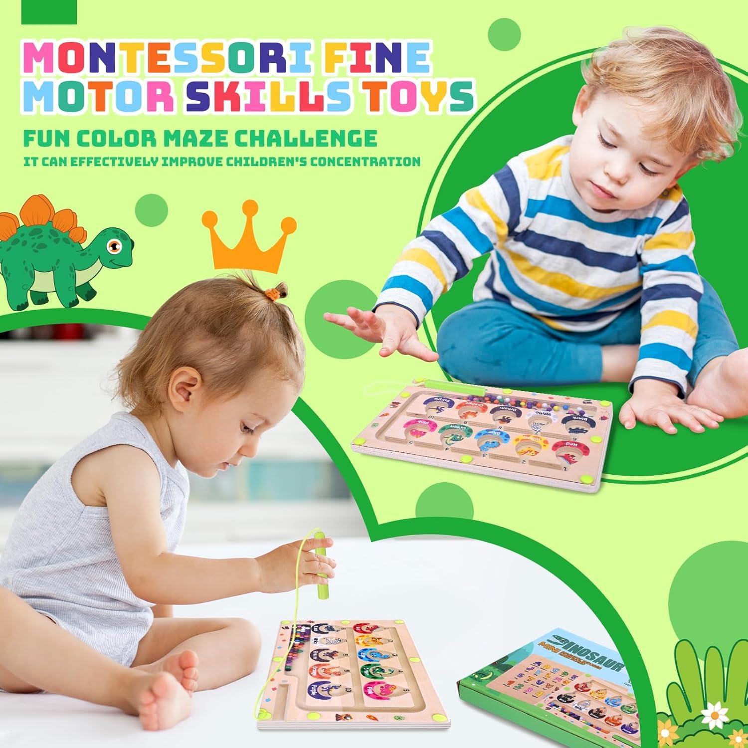 Laberinto Magnético de Colores y Números Montessori - Dinosaurio