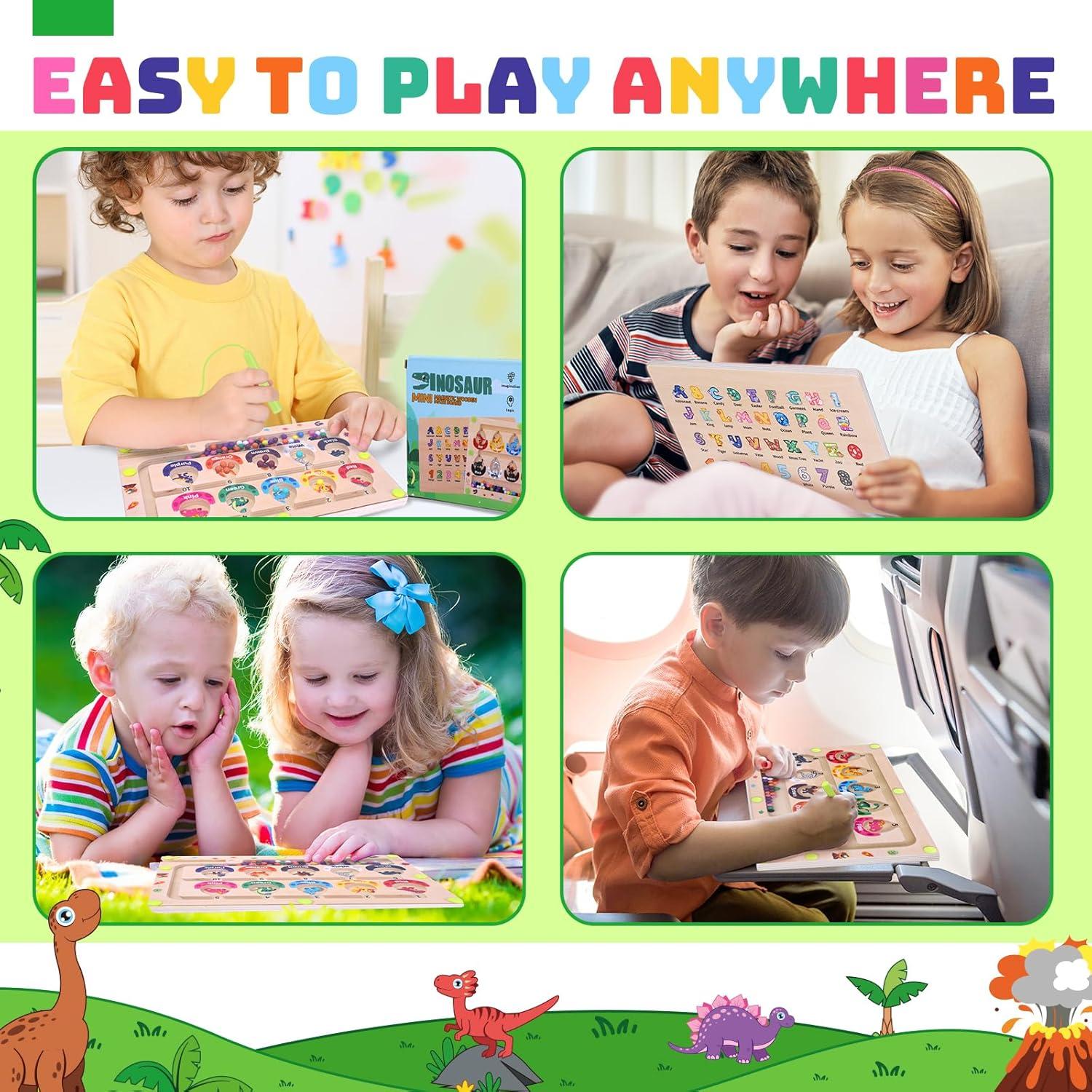 Laberinto Magnético de Colores y Números Montessori - Dinosaurio