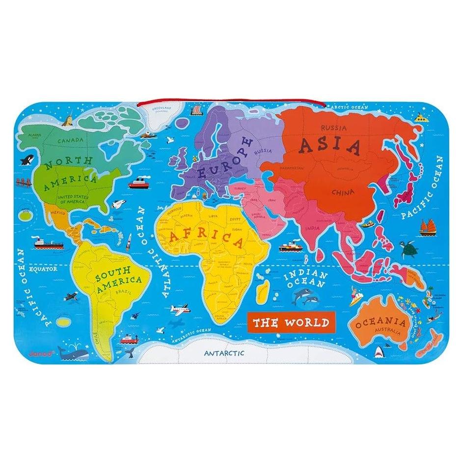 Rompecabezas Magnético Mapa Mundial Janod 92 Piezas 70x43cm