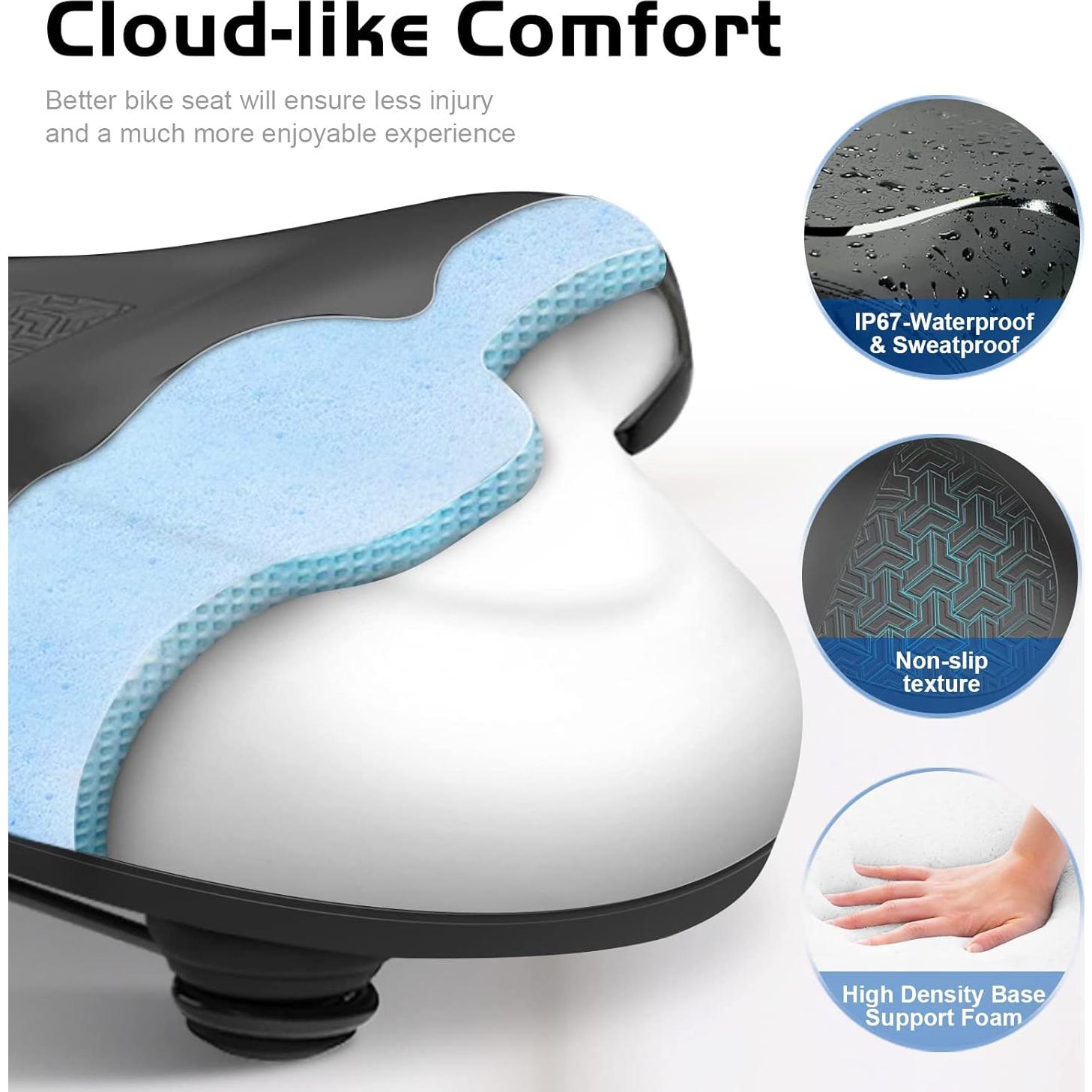 Cojín de Asiento de Bicicleta Twomaples 2024 Extra Ancho