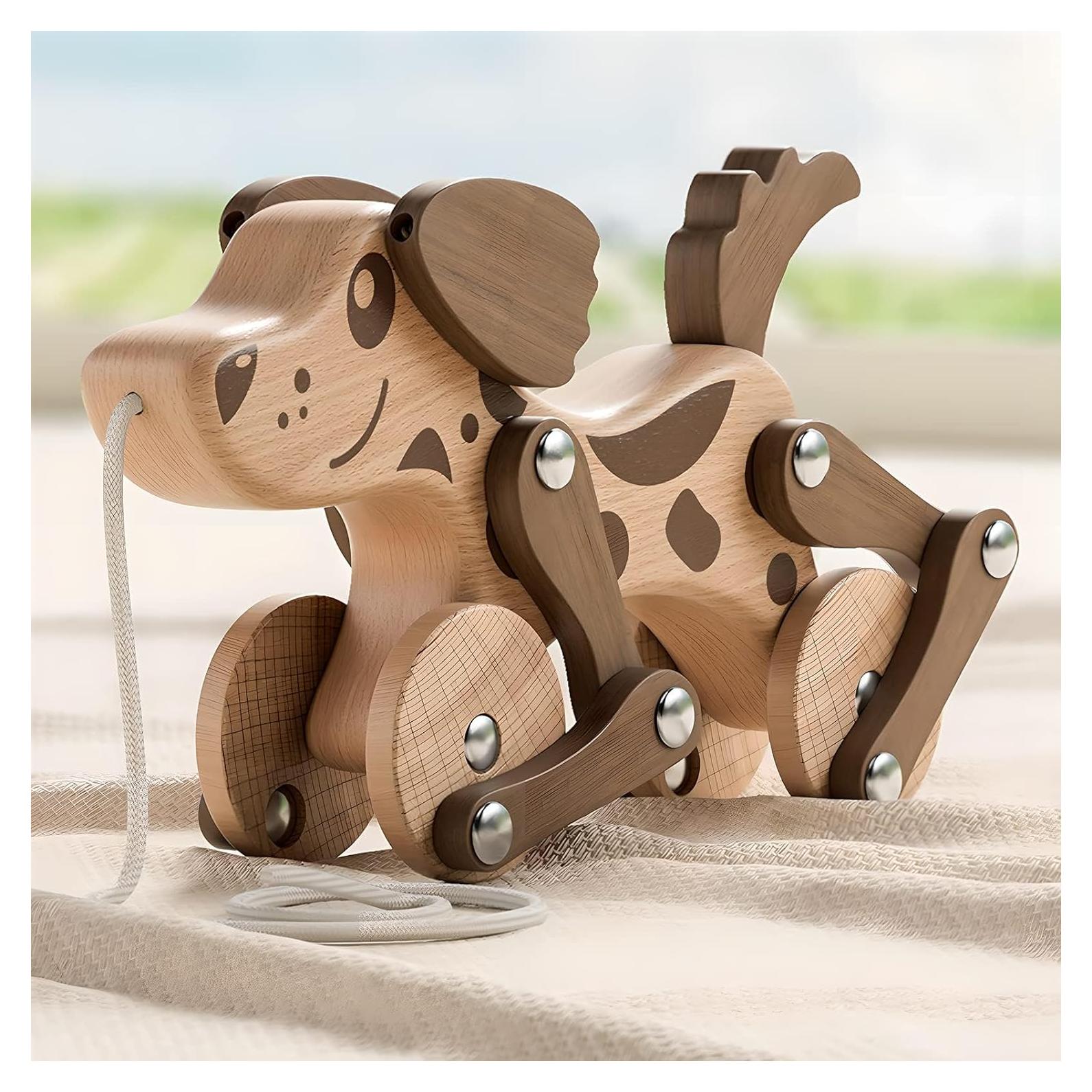 Juguete de Madera para Tirar LKyoxs Perro Mecánico 23.6 cm