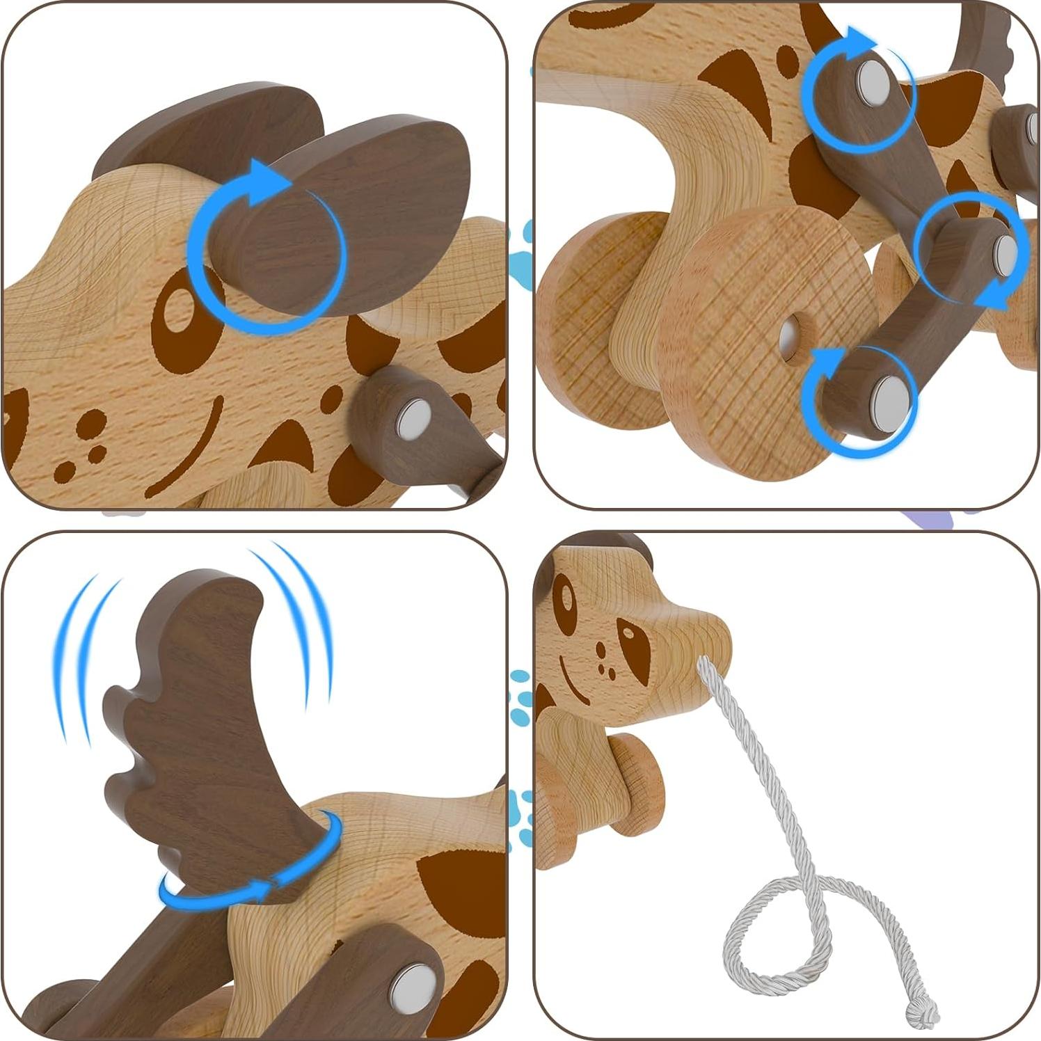 Juguete de Madera para Tirar LKyoxs Perro Mecánico 23.6 cm