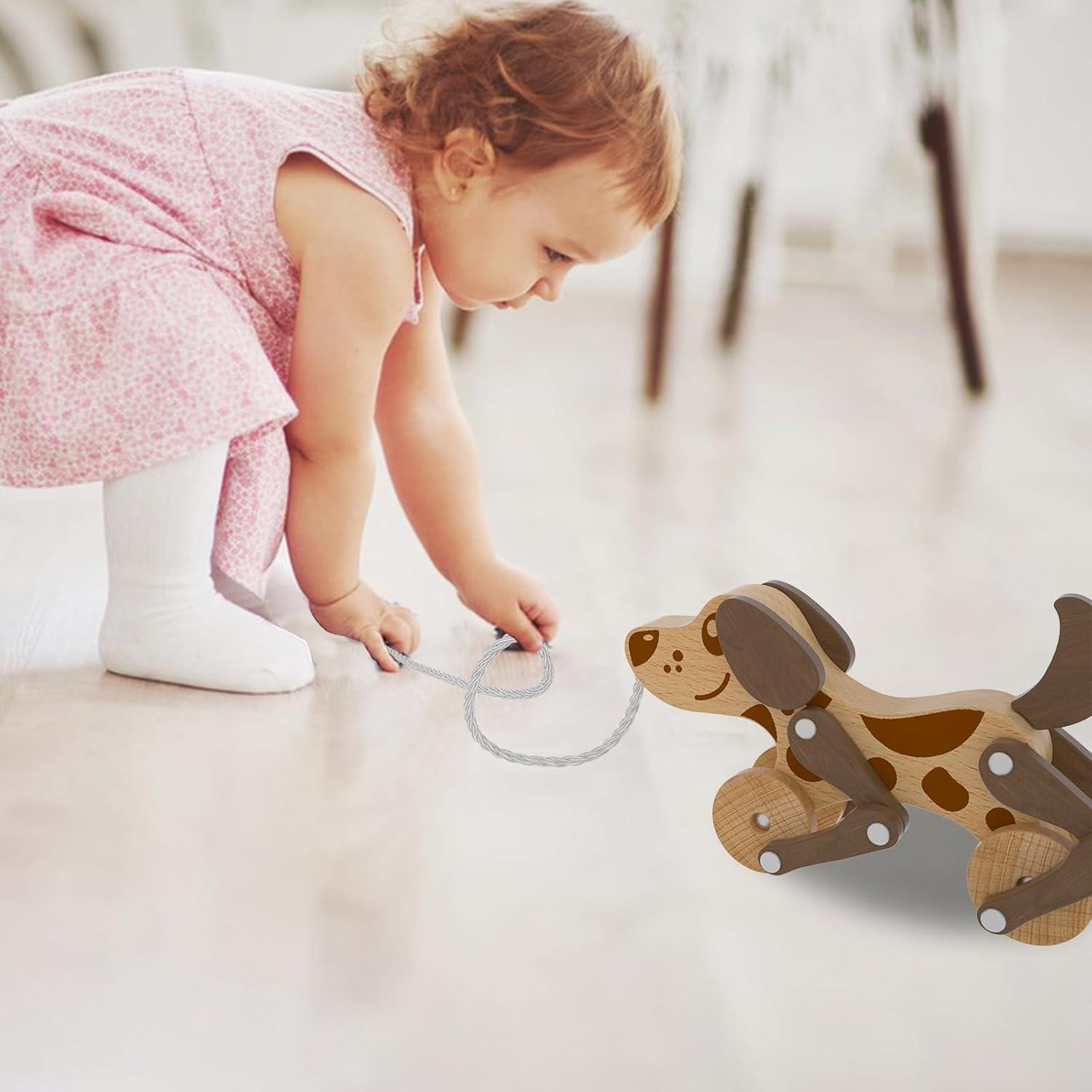 Juguete de Madera para Tirar LKyoxs Perro Mecánico 23.6 cm