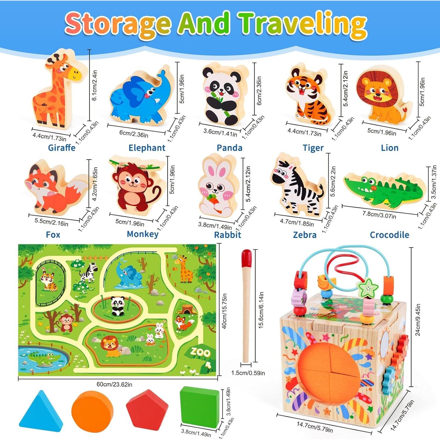 Cubo de Actividad de Madera Shenzhenshikedikeran Azul 7 en 1