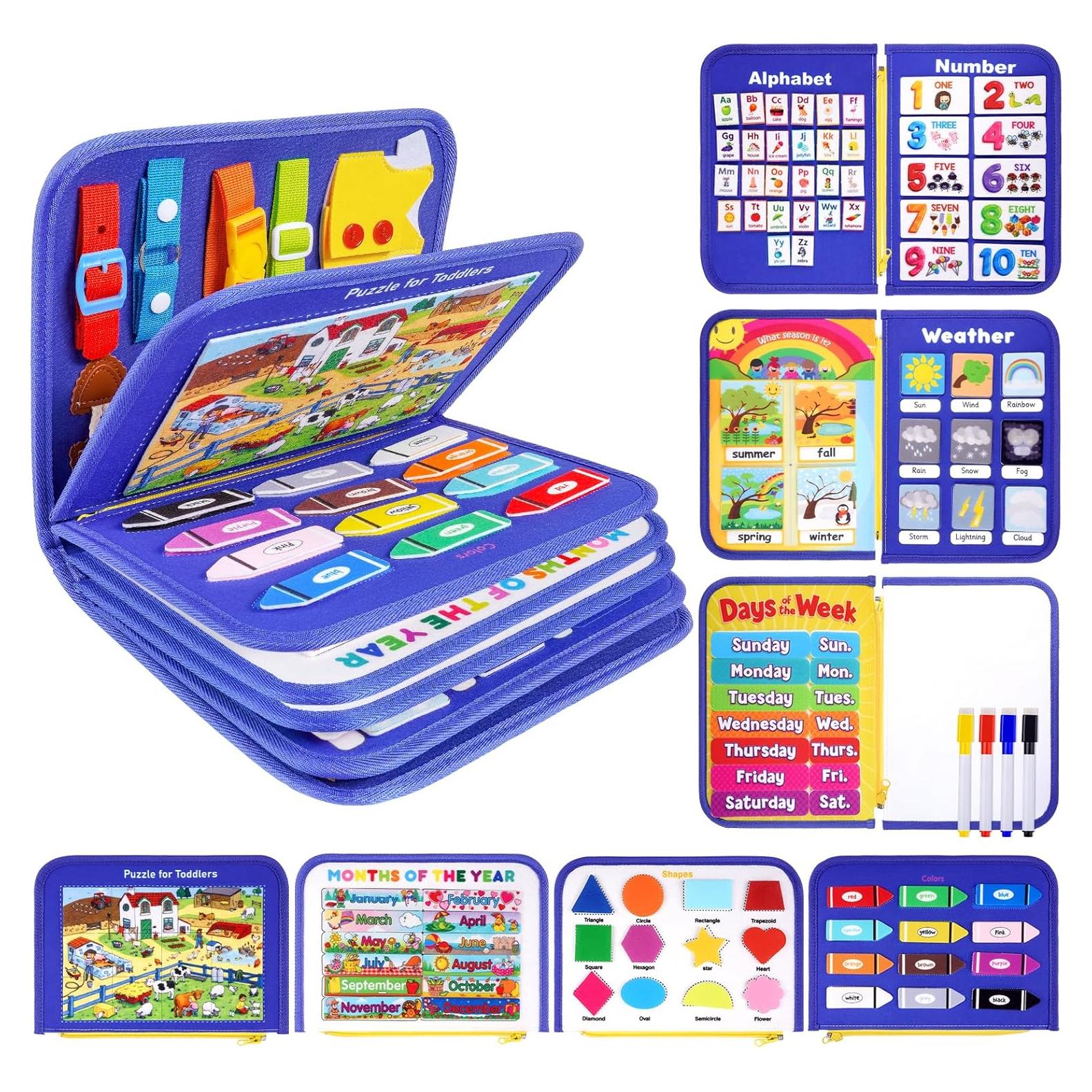 Tablero Ocupado Montessori Issray 12 Páginas Azul 1-4 Años