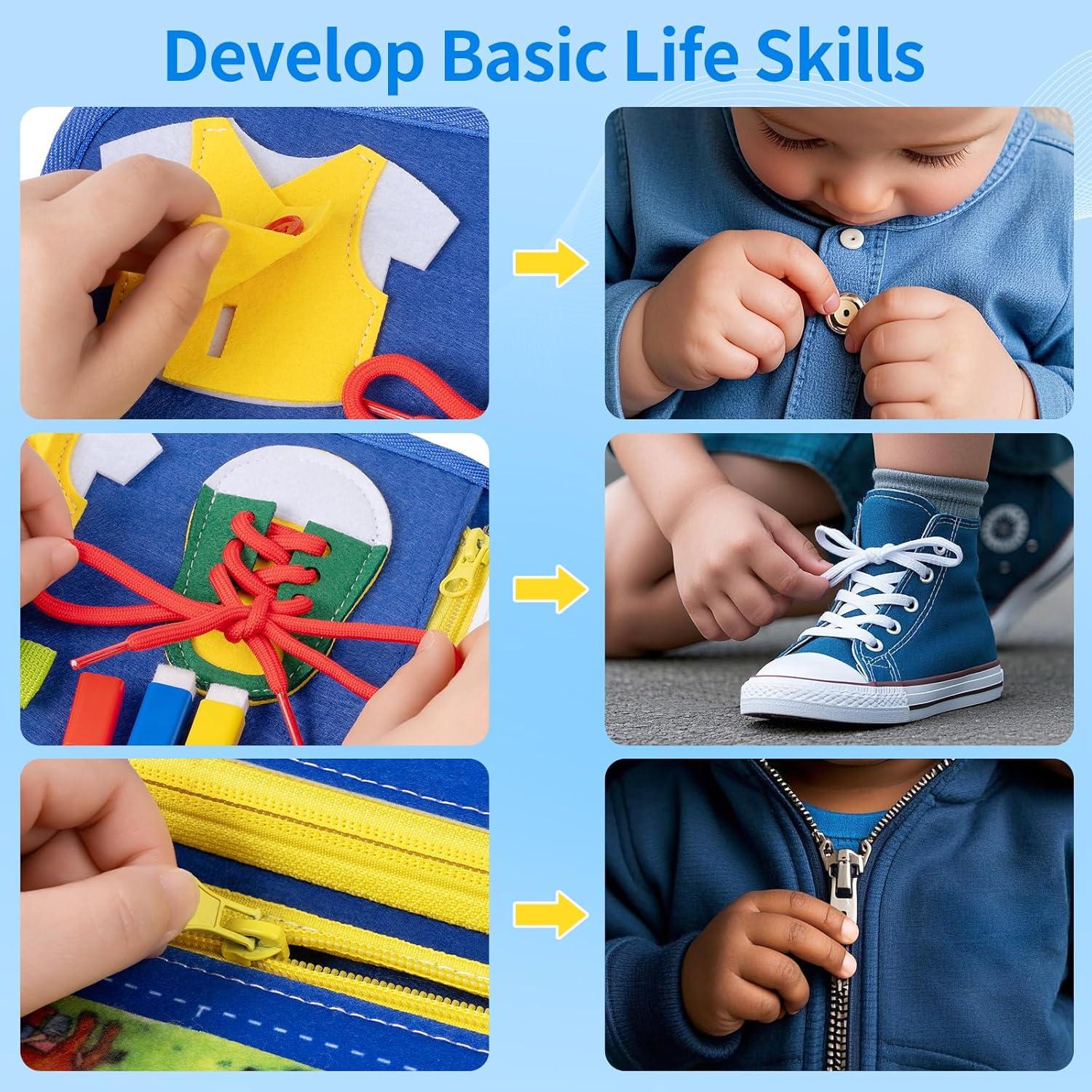 Tablero Ocupado Montessori Issray 12 Páginas Azul 1-4 Años