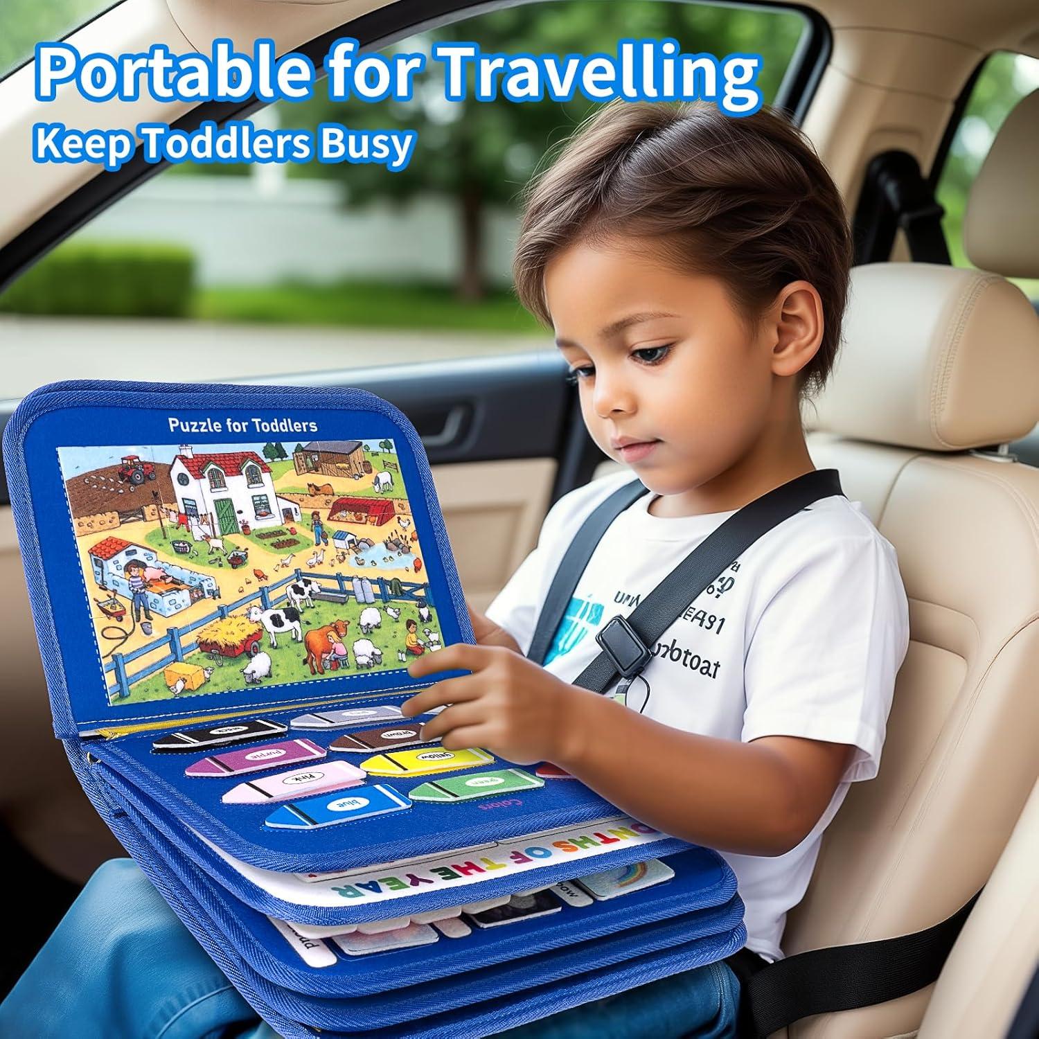 Tablero Ocupado Montessori Issray 12 Páginas Azul 1-4 Años