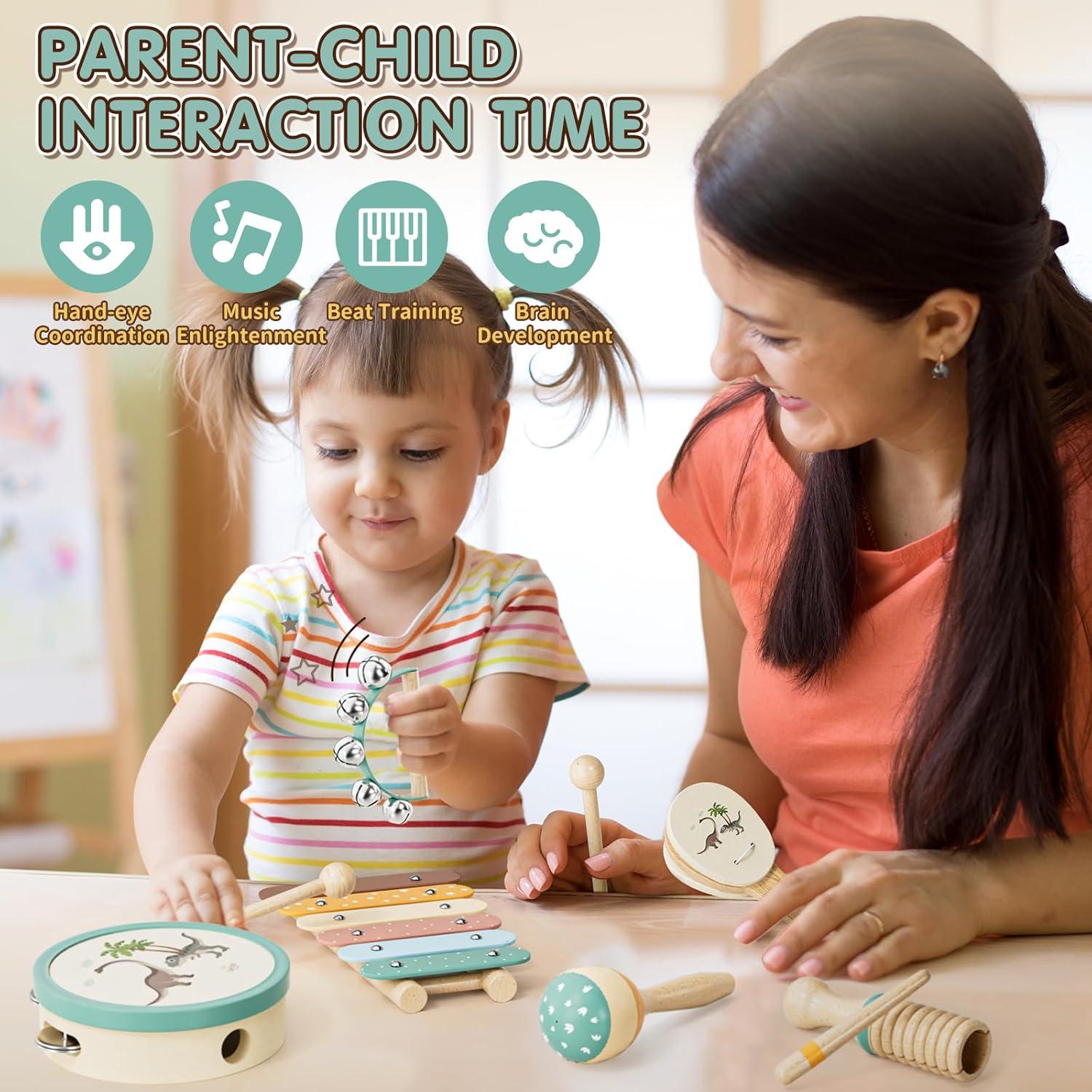 Set de Percusión Montessori Dinosaurio Shantoushi 8 en 1