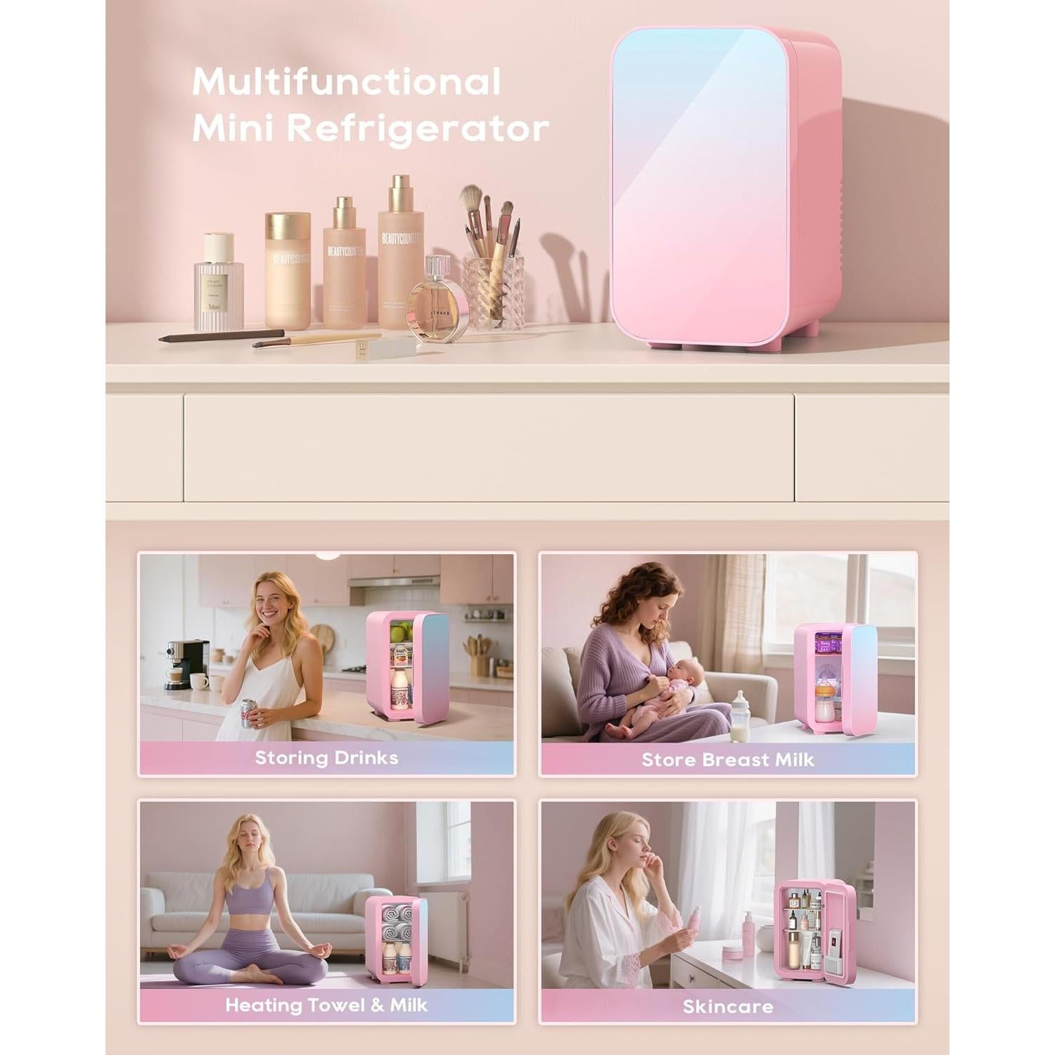 Mini Nevera BEICHEN 6L Rosa Portátil Enfriador y Calentador