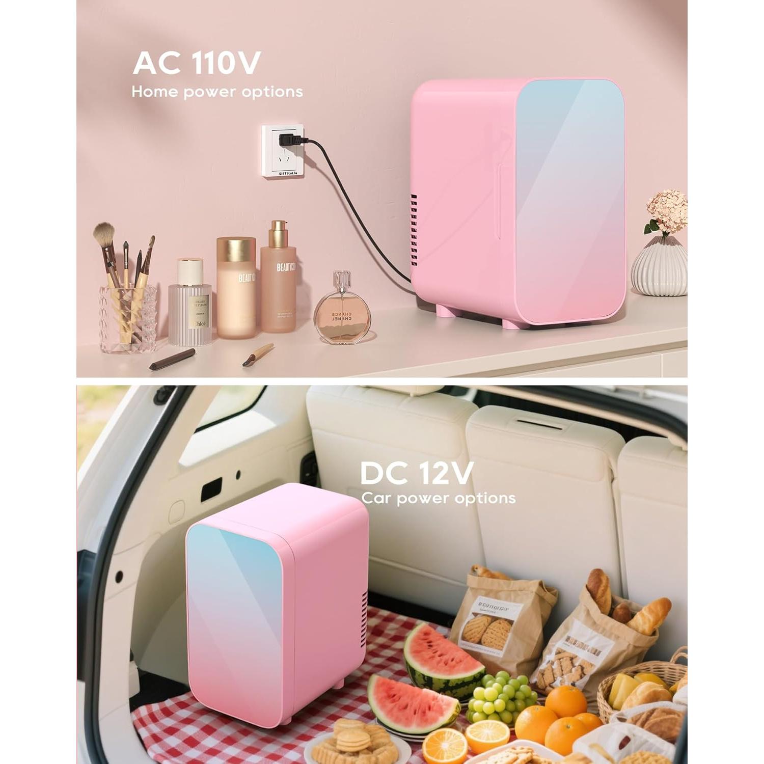 Mini Nevera BEICHEN 6L Rosa Portátil Enfriador y Calentador