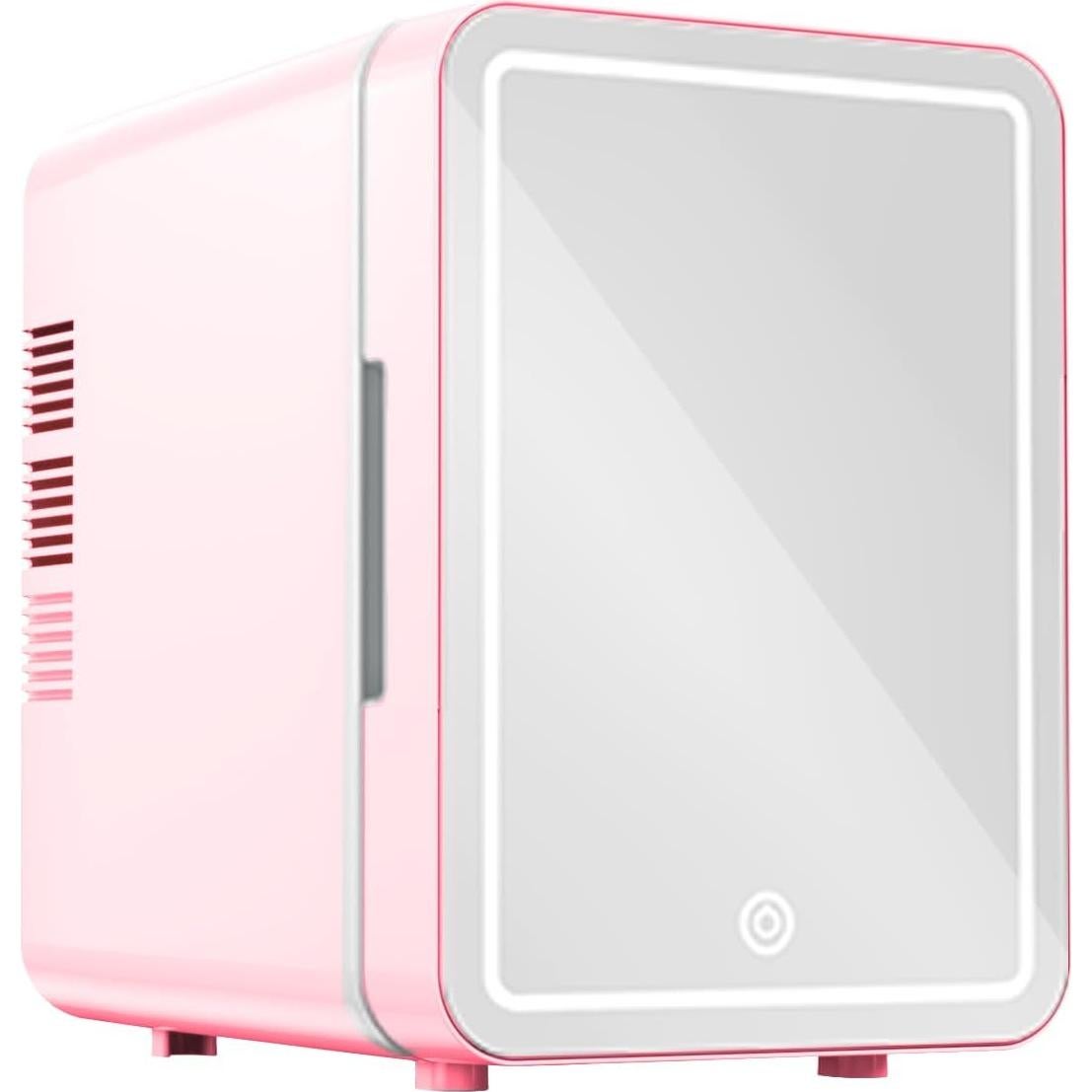 Mini Nevera de Cuidado de la Piel NISHCON 4L Rosa con Espejo LED