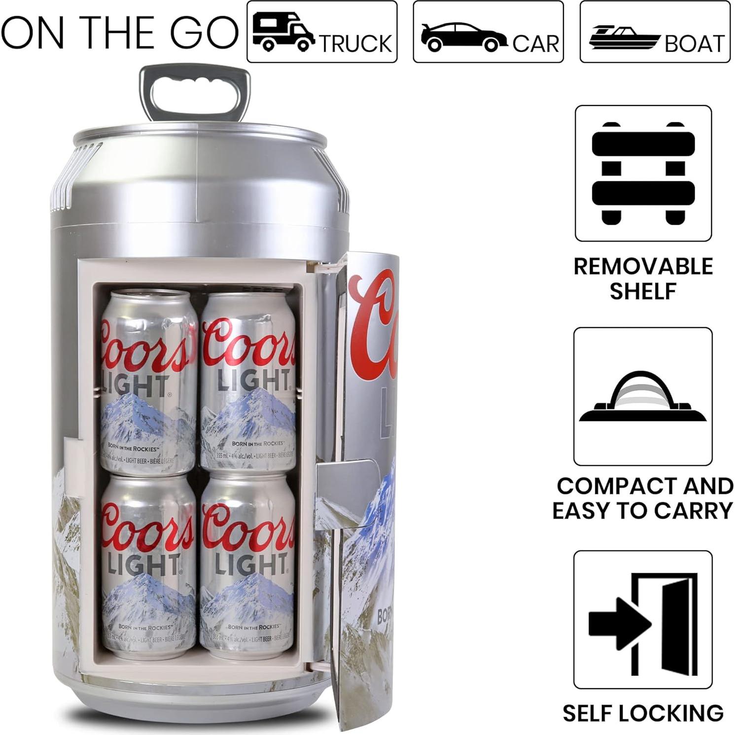 Refrigerador Mini Coors Light 5.4L - Enfriador Portátil 12V/110V