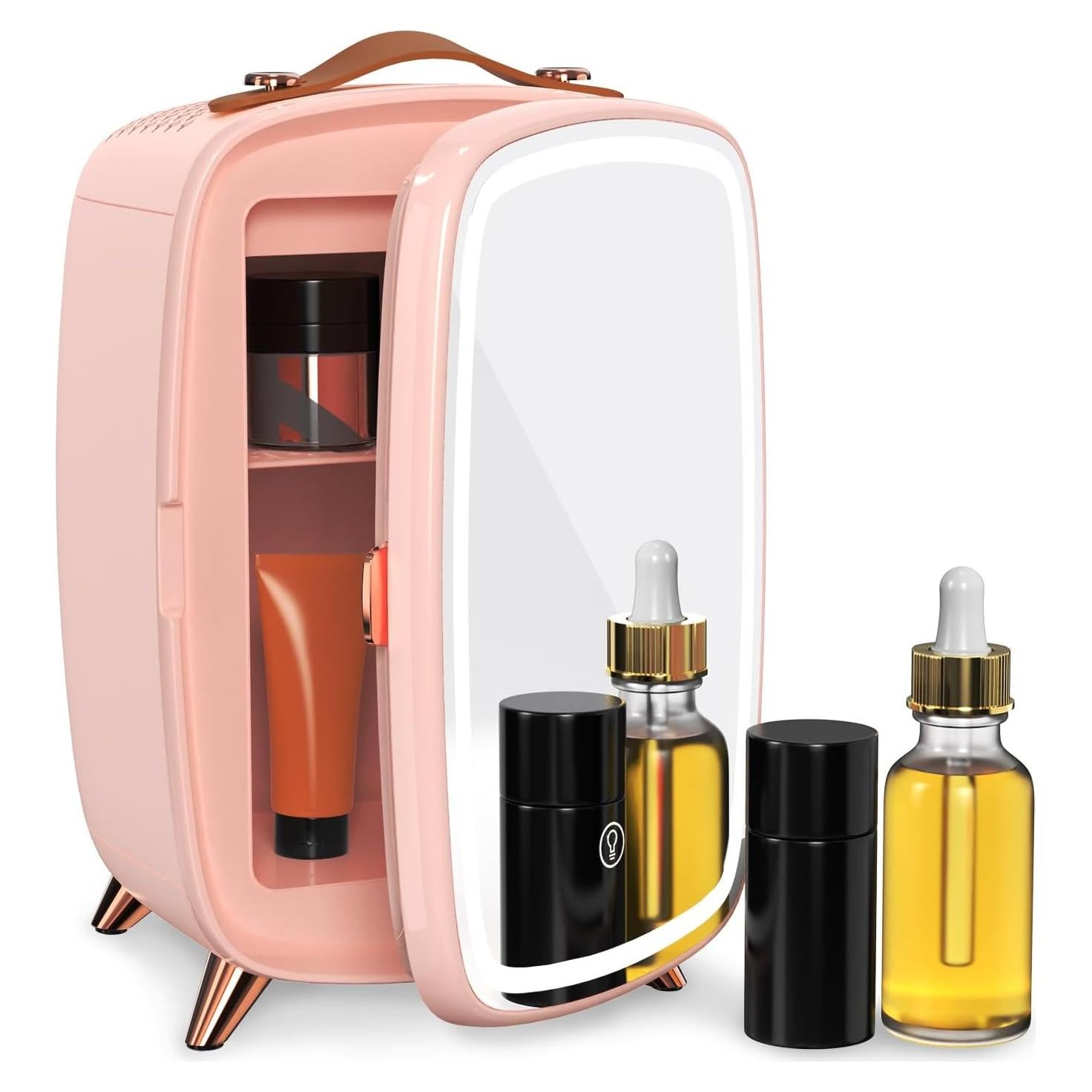 Refrigerador de Cuidado de la Piel JSTPRO 12L Rosa con Espejo LED