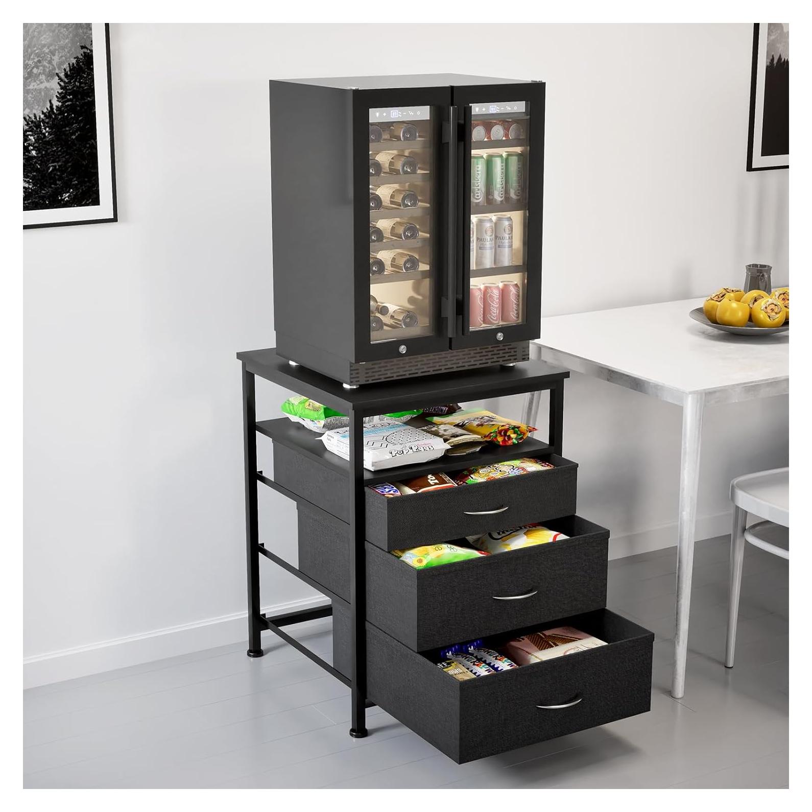 Mesa para Mini Nevera AQQHSAIN con Estante y 3 Cajones