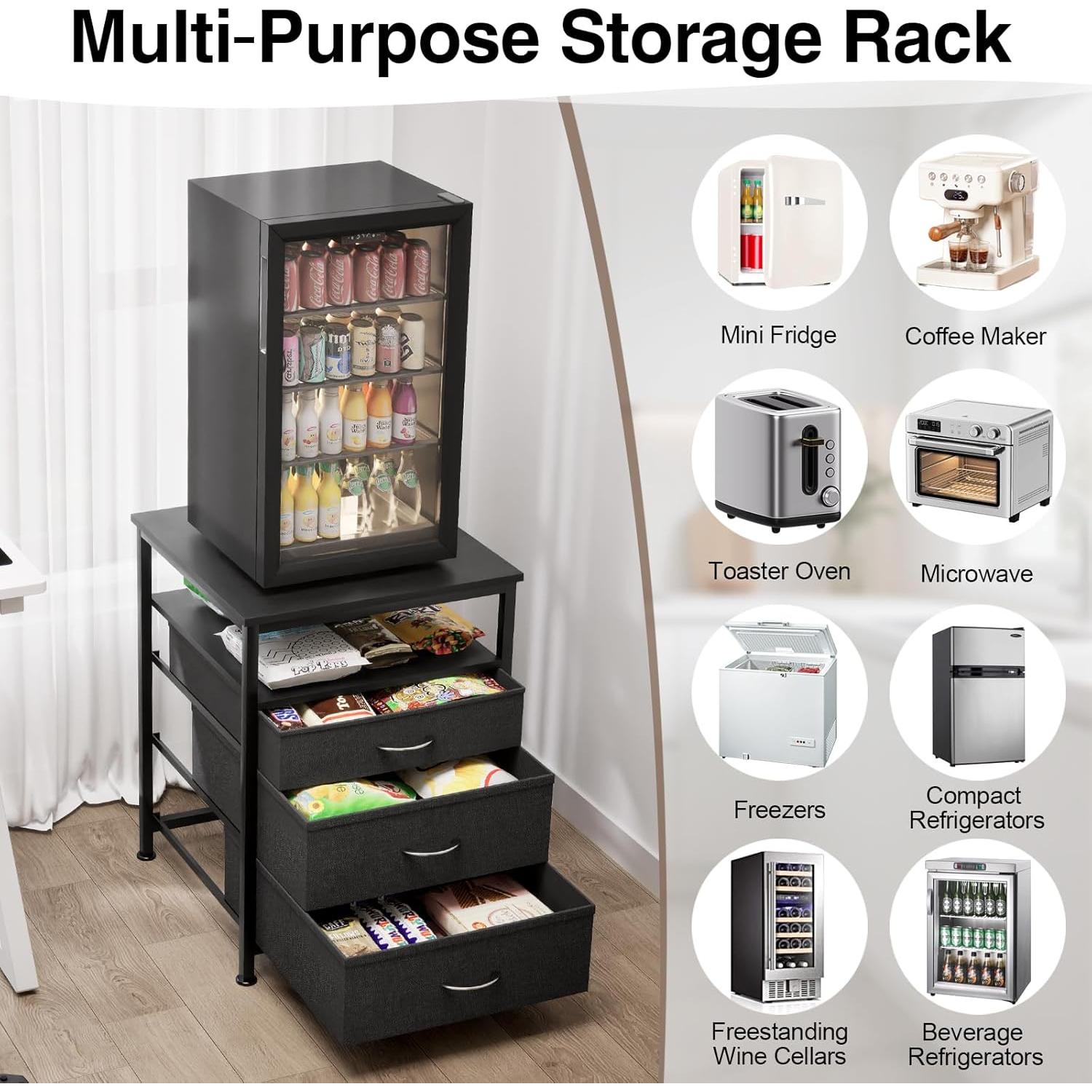 Mesa para Mini Nevera AQQHSAIN con Estante y 3 Cajones