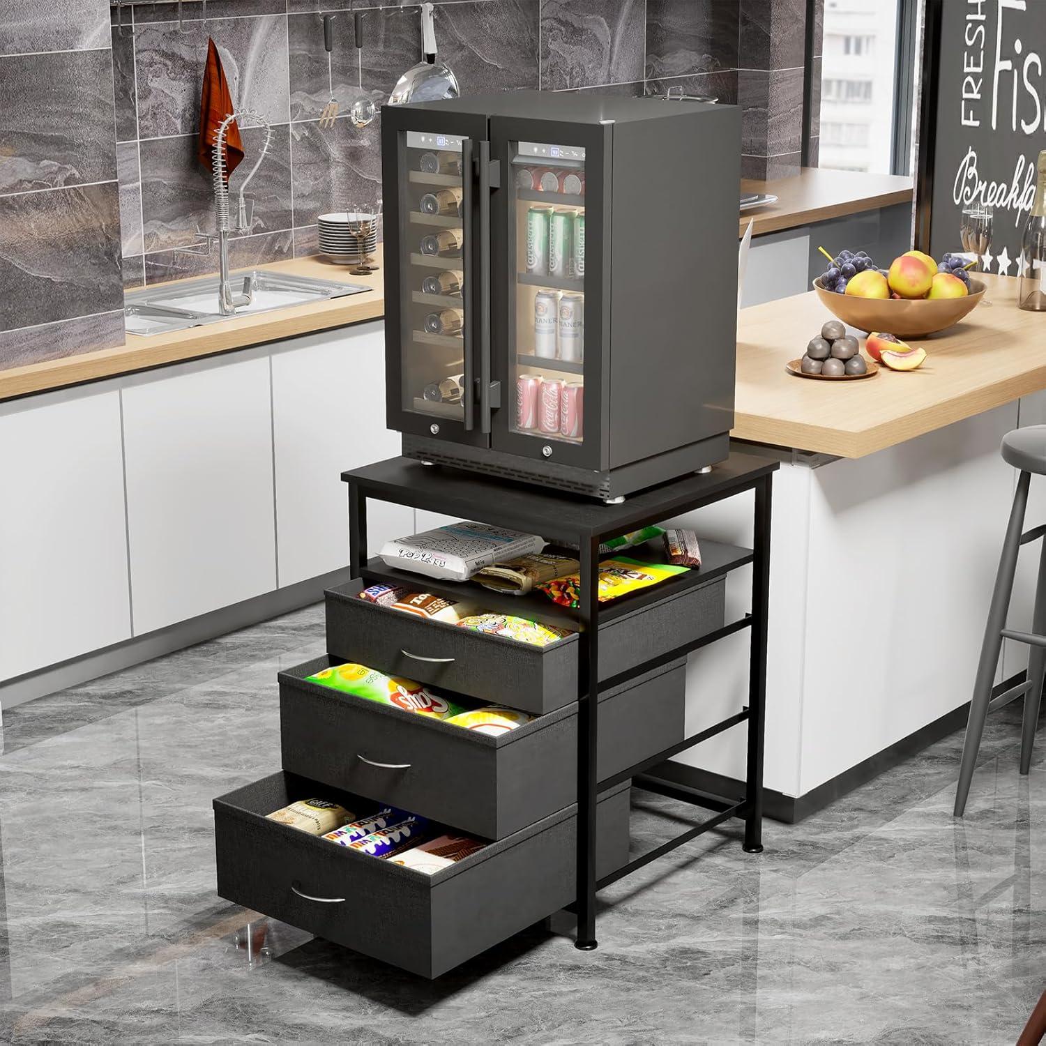 Mesa para Mini Nevera AQQHSAIN con Estante y 3 Cajones