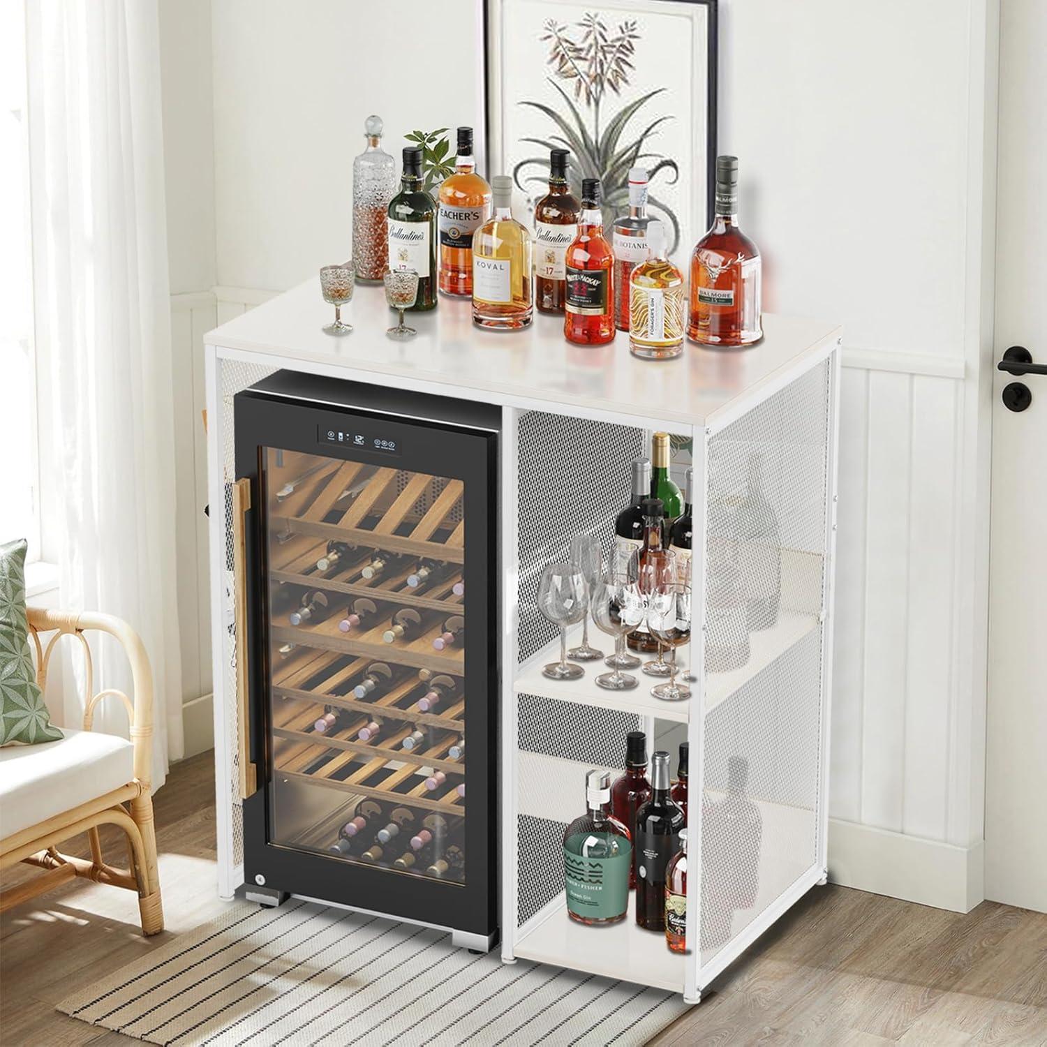 Gabinete de Café KirKical Blanco con Soporte para Mini Nevera