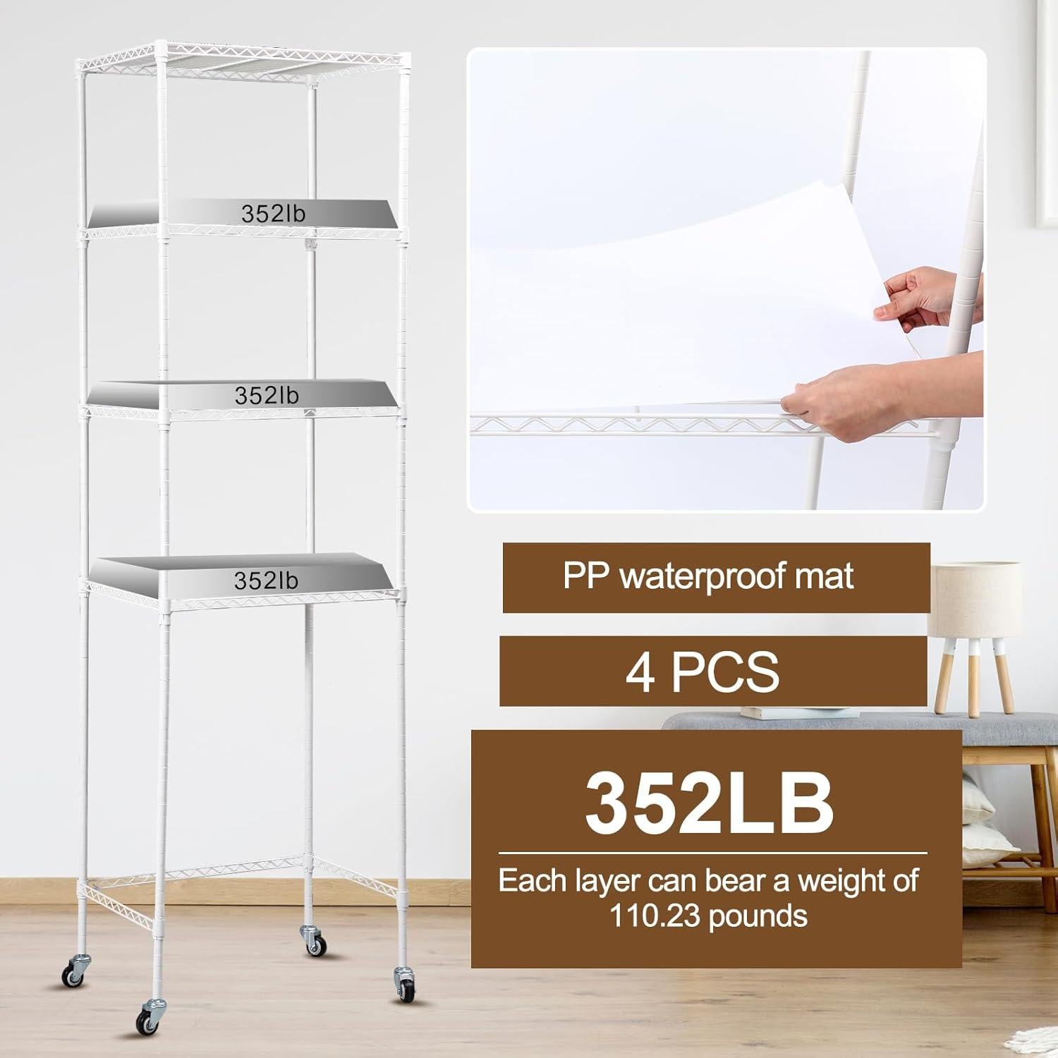 Estante para Mini Nevera Huwena SHY1389 4 Niveles Ajustable Blanco