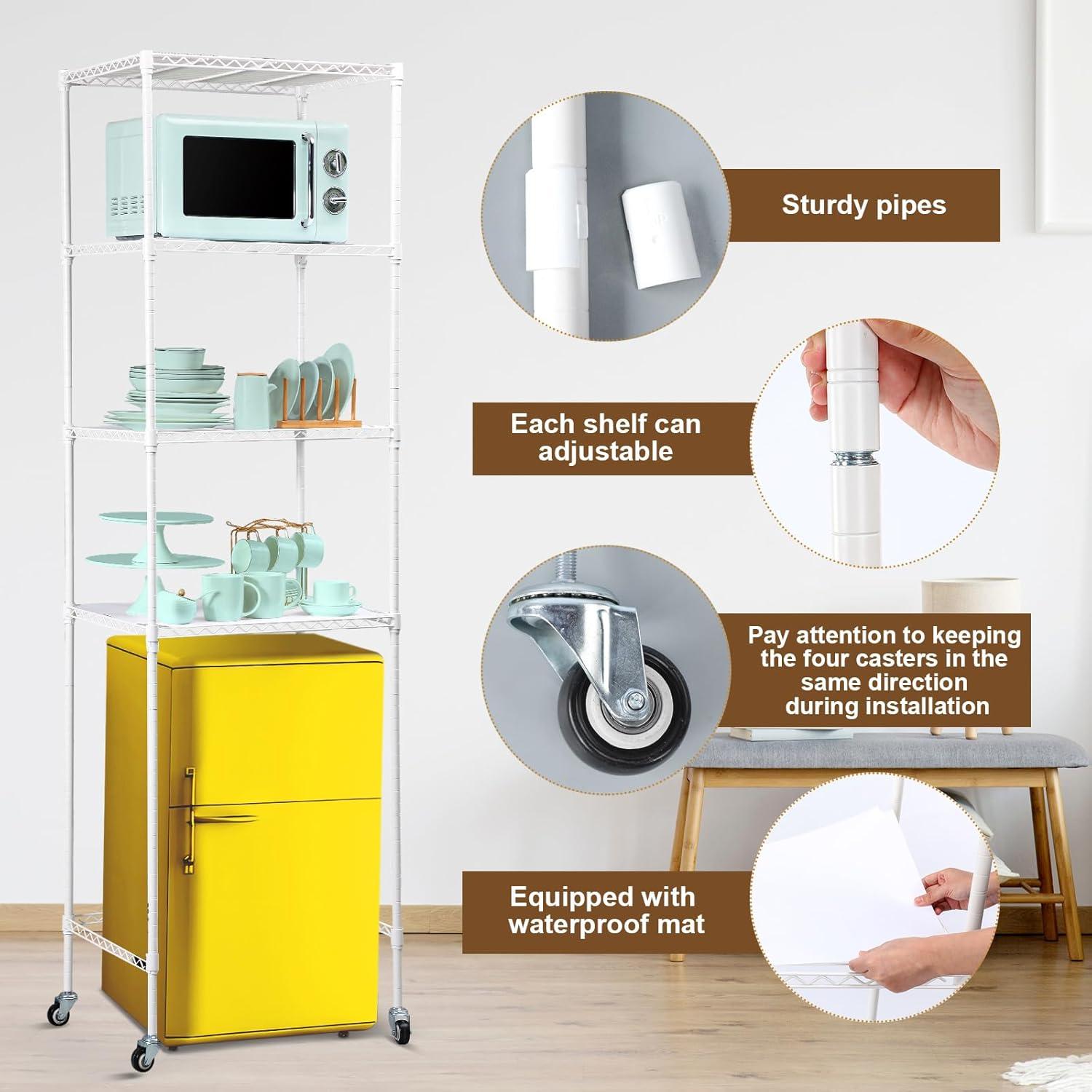 Estante para Mini Nevera Huwena SHY1389 4 Niveles Ajustable Blanco