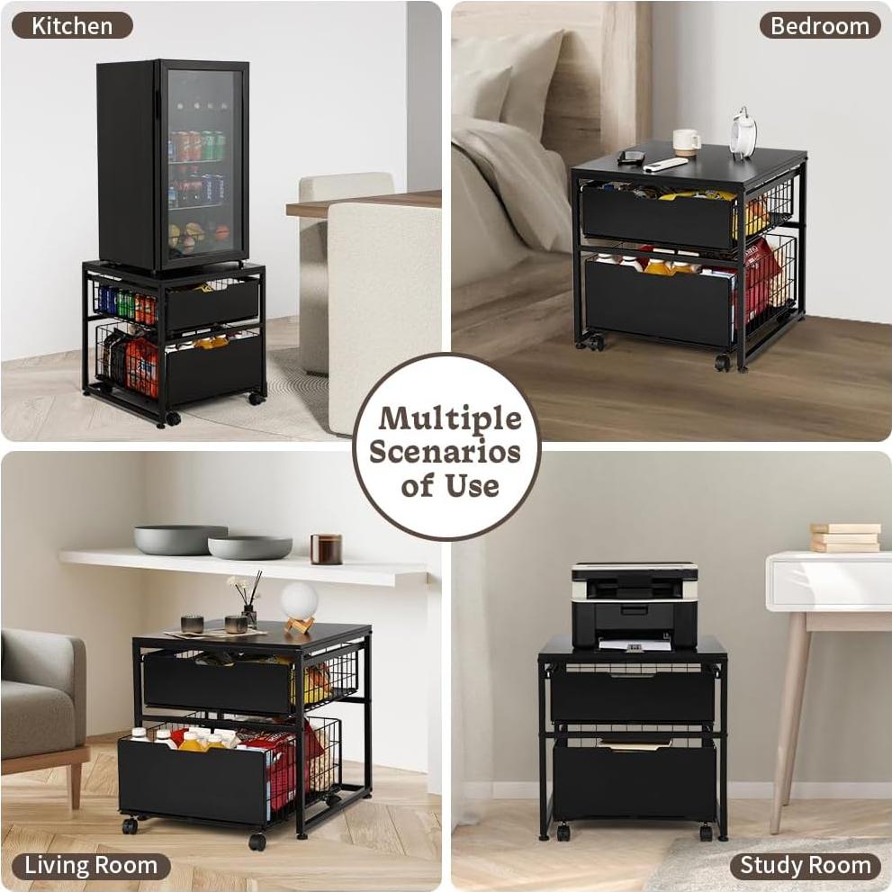 Soporte para Mini Nevera Kokorona con Cajón Negro 55.88 cm