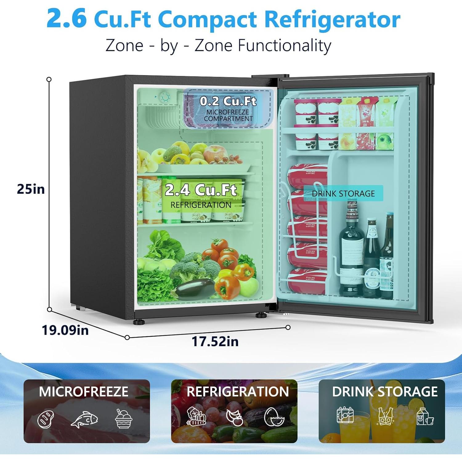 Nevera Mini COWSAR 2.6 Pies Cúbicos Compacta Negra