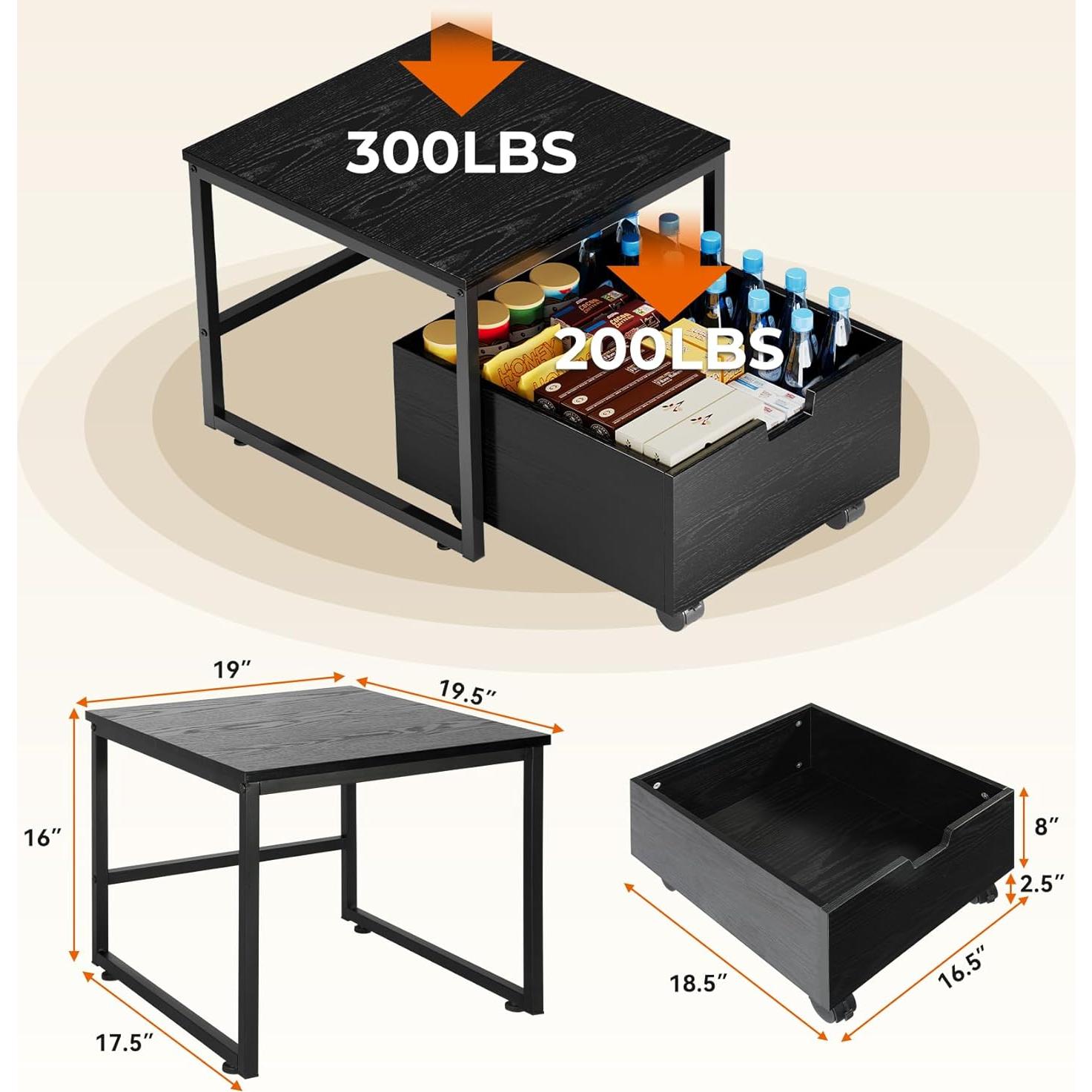 Soporte para Mini Nevera TC-HOMENY con Cajón y Ruedas 48.3x49.5 cm