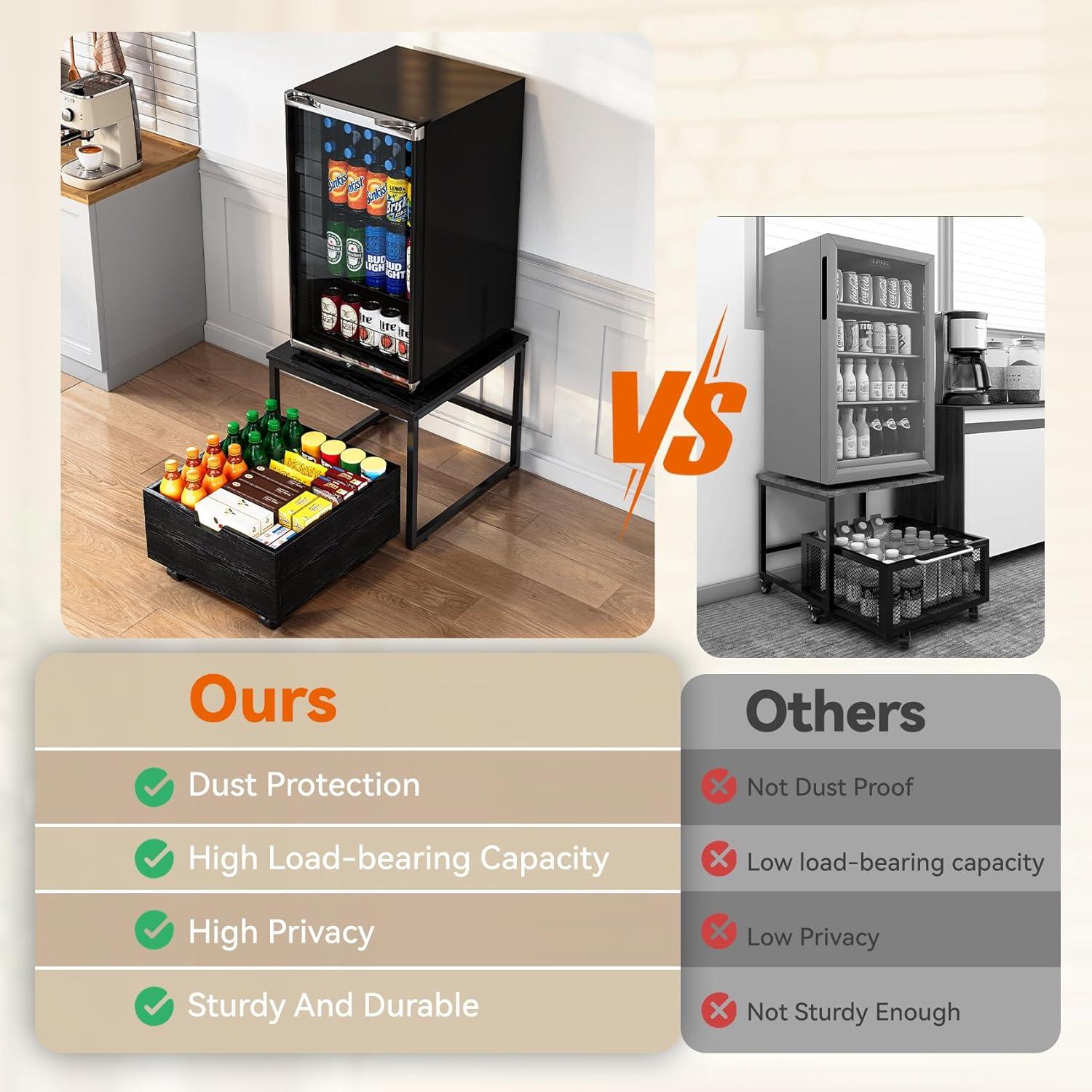 Soporte para Mini Nevera TC-HOMENY con Cajón y Ruedas 48.3x49.5 cm