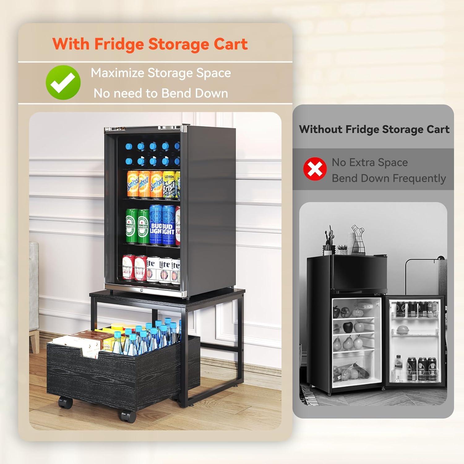 Soporte para Mini Nevera TC-HOMENY con Cajón y Ruedas 48.3x49.5 cm